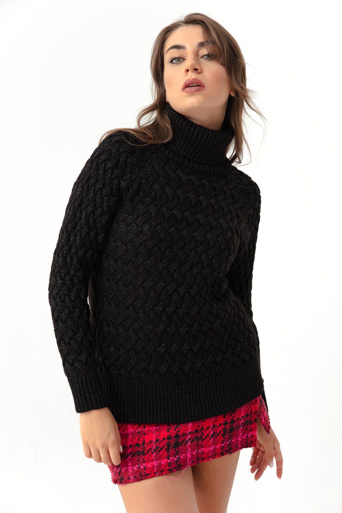 Levně Lafaba Women's Black Turtleneck Knitted Detailed Knitwear Sweater