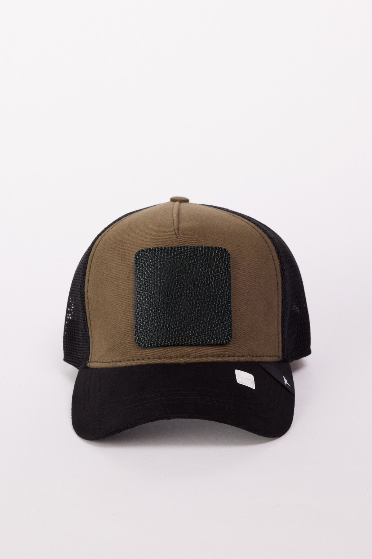AC&Co / Altınyıldız Classics Men's Black-Beige 100% Cotton Color Block Hat with Changeable Stickers