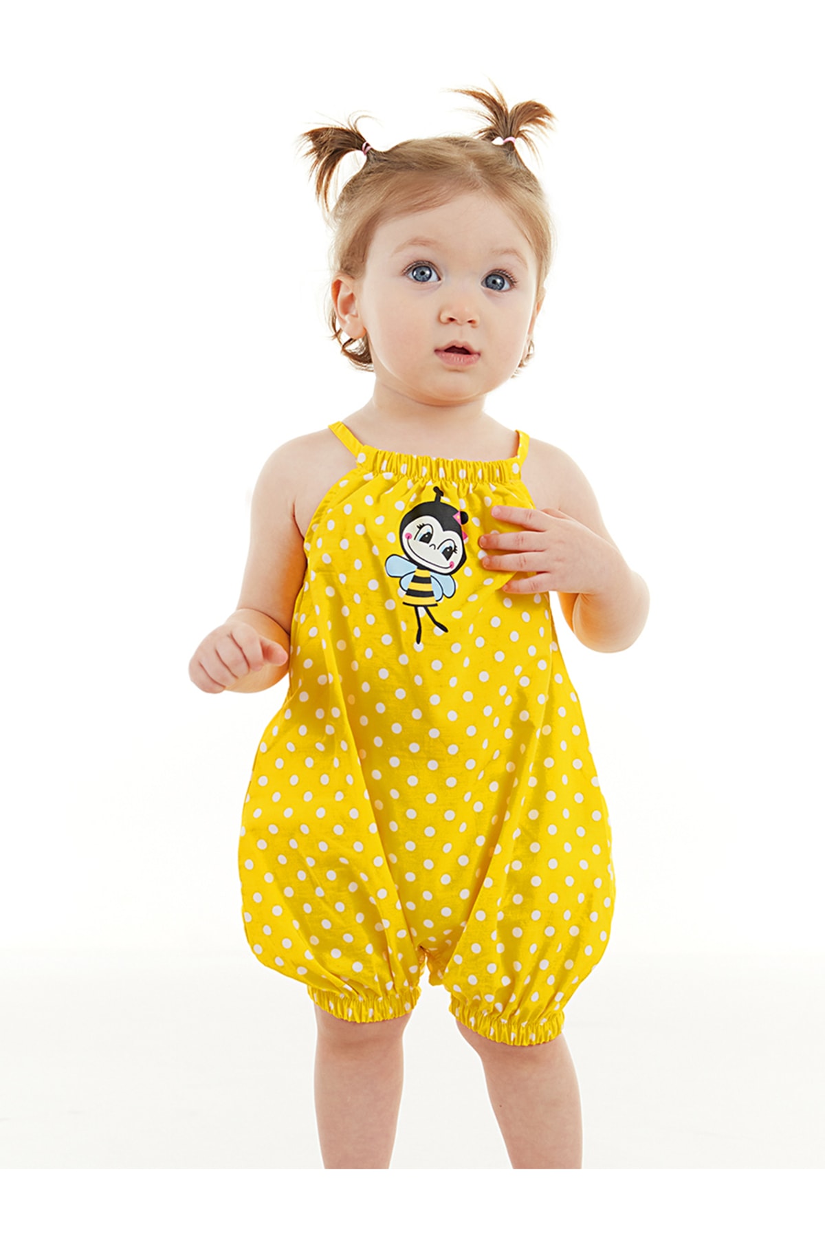 Levně Denokids Bee Baby Girl Poplin Yellow Overalls