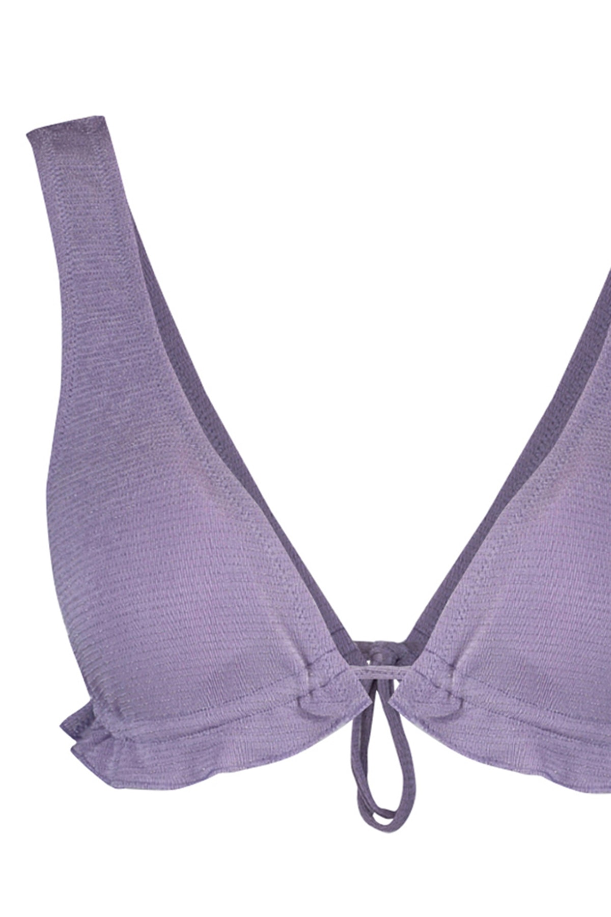 Trendyol Lilac Triangle Ruffle Glitter Bikini Top
