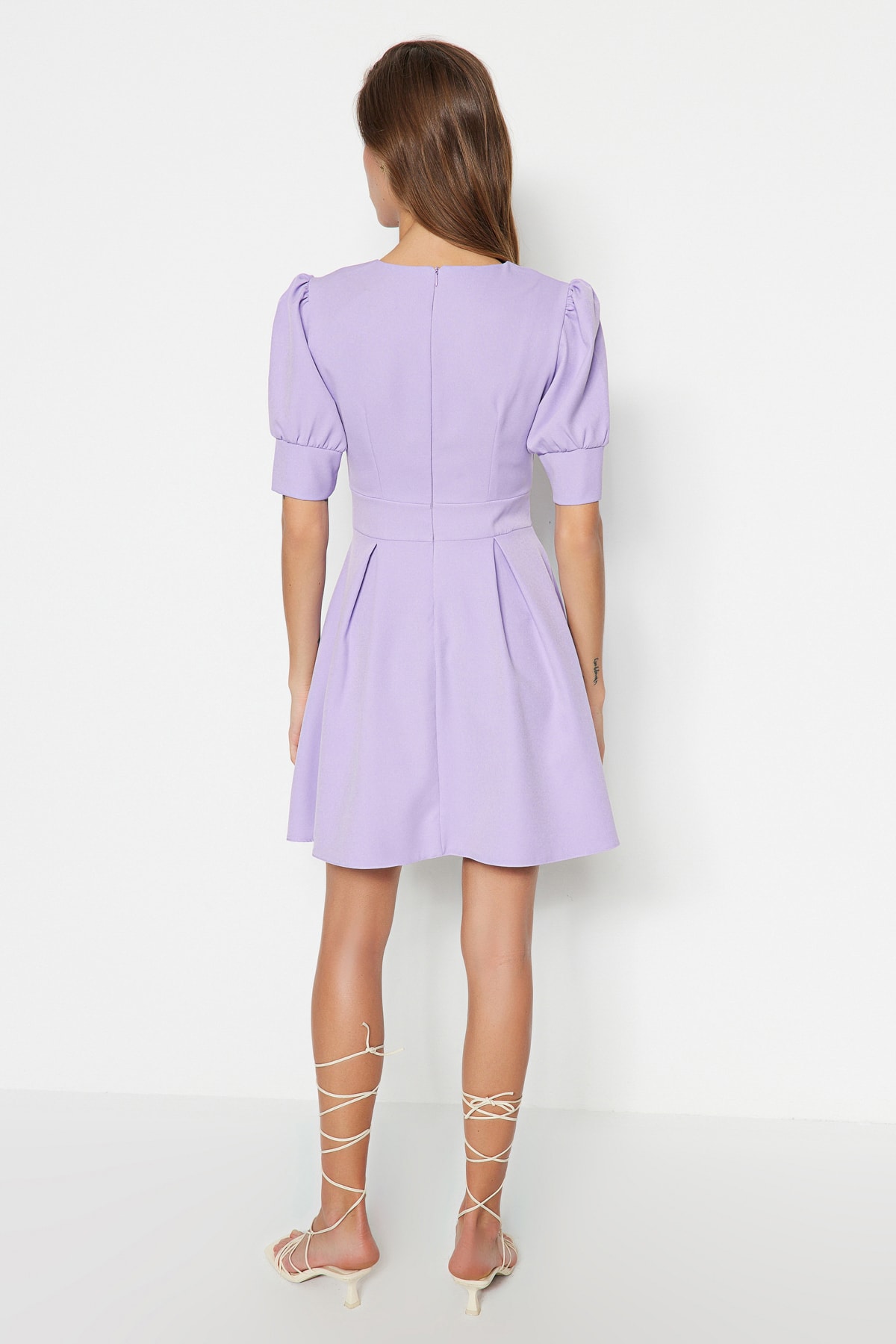 Trendyol Lilac A-Line mini rochie plisata plisata