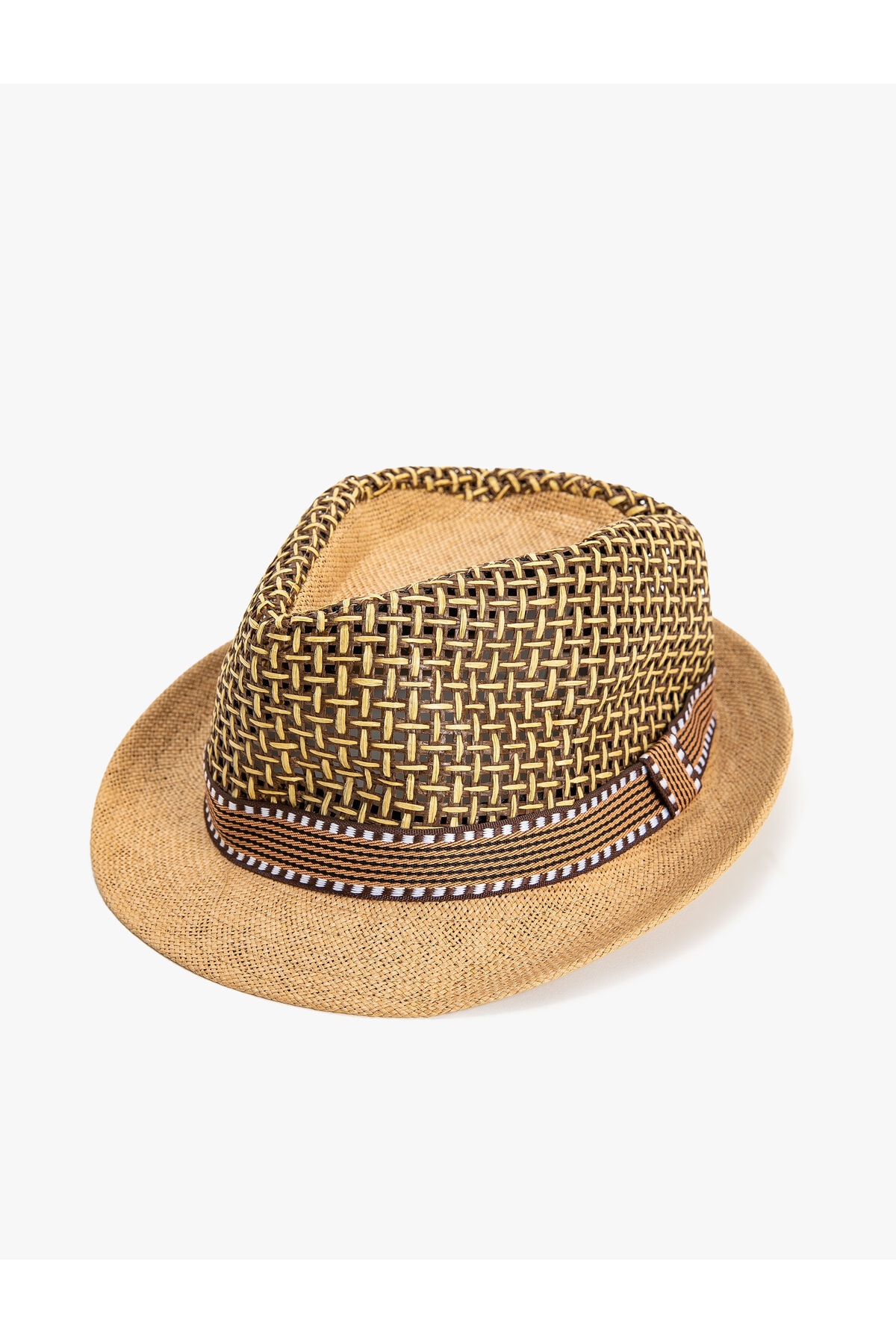Levně Koton Straw Fedora Hat with Stripe Detail