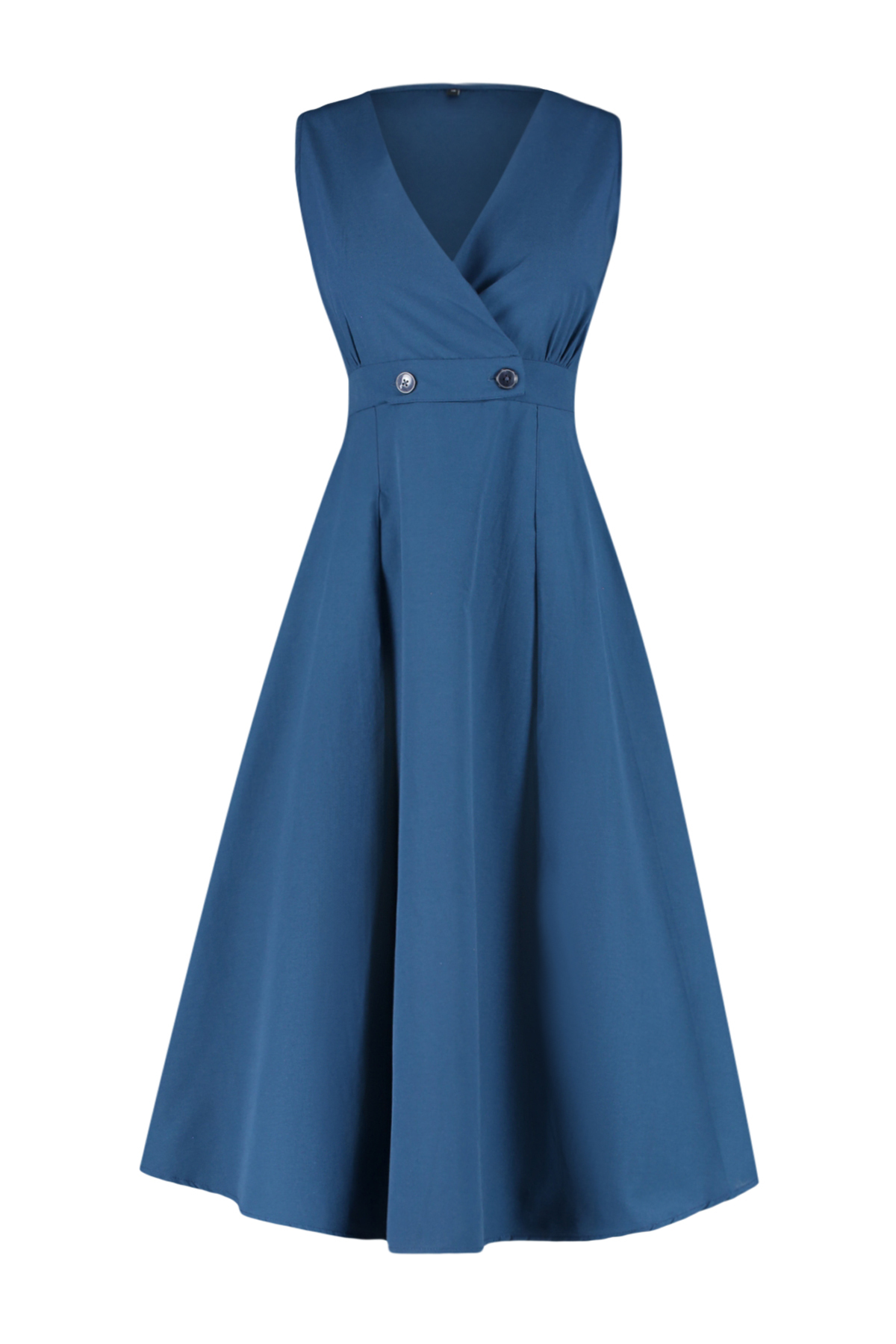 Trendyol Navy Blue A-Line Double Breasted Collar Button Detailed Midi Woven Dress