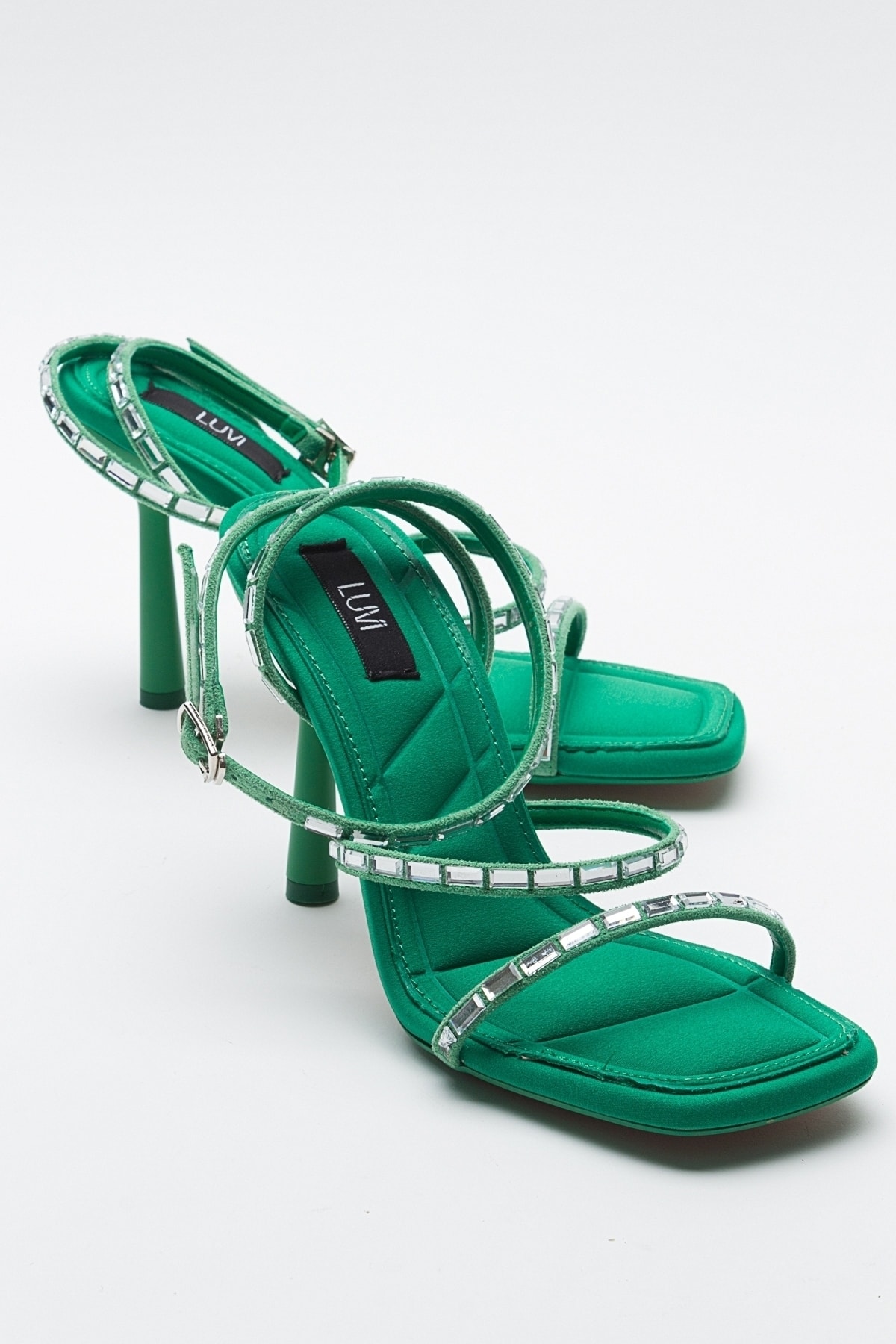 LuviShoes ANJE Women's Green Heeled Shoes