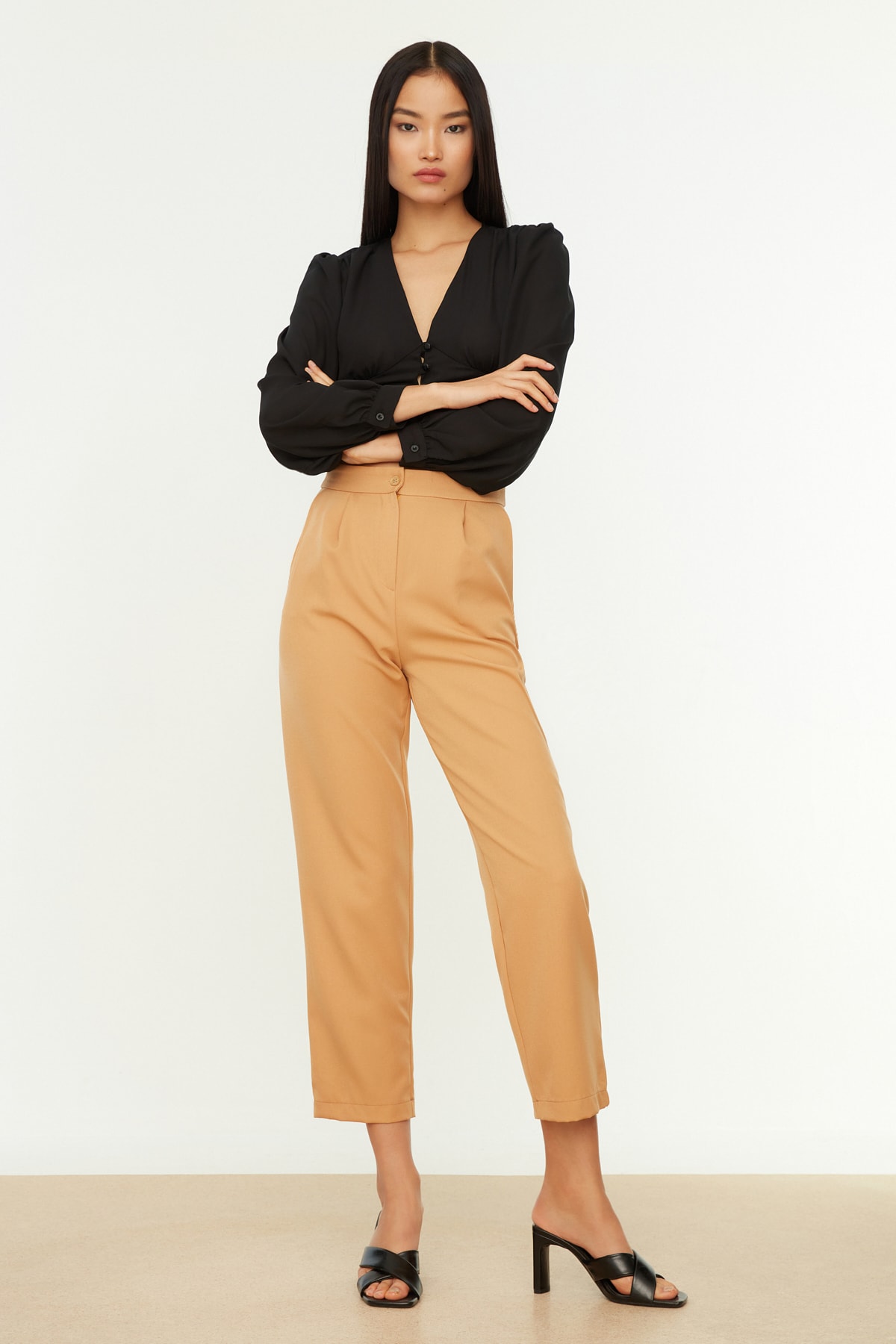 Trendyol Mink High Waist Trousers