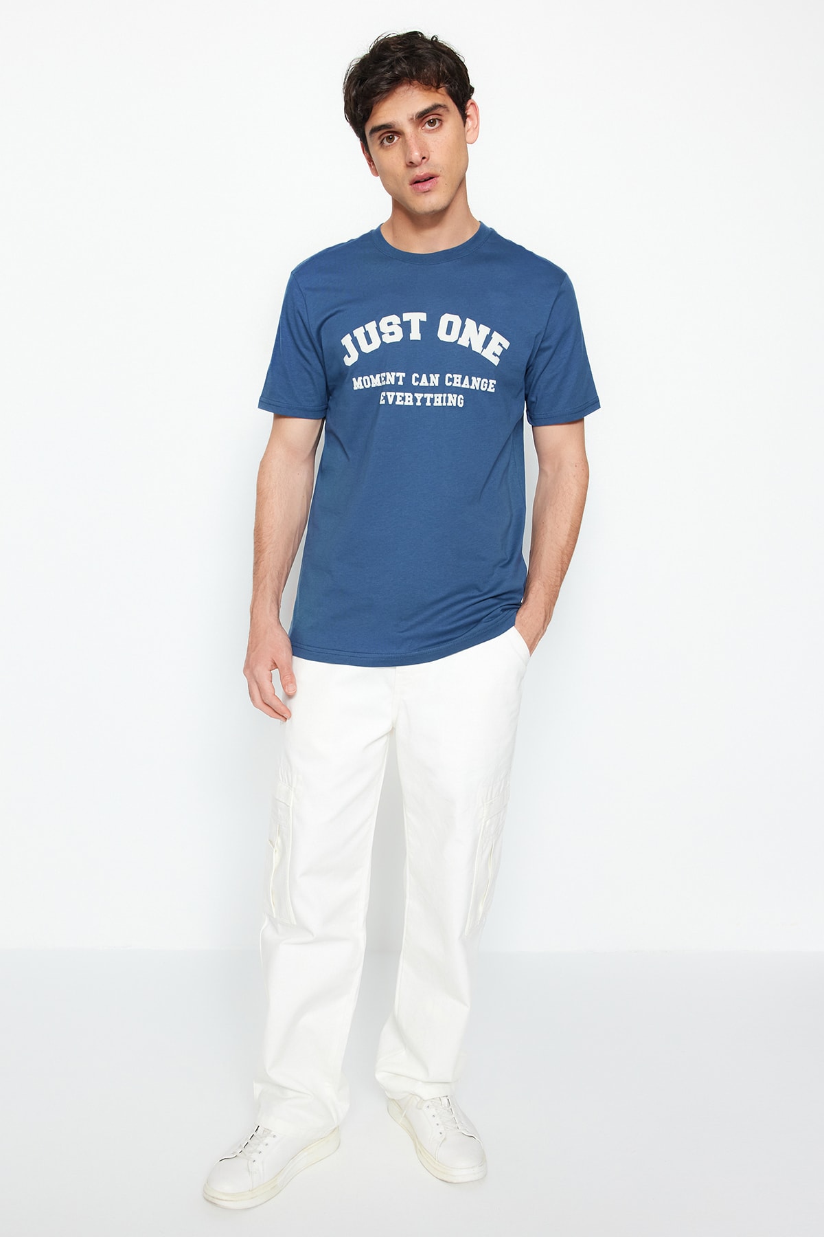 Trendyol Indigo Men's Regular Crew Neck Short Sleeve T-Shirt