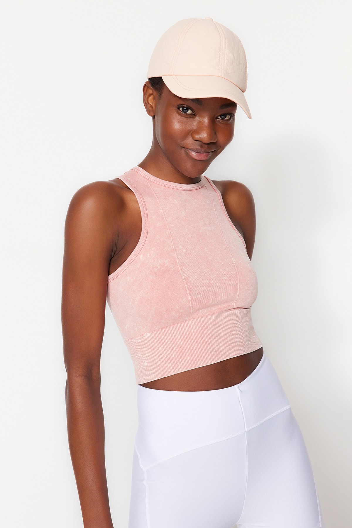 Pink Washed Seamless Crop Tank 