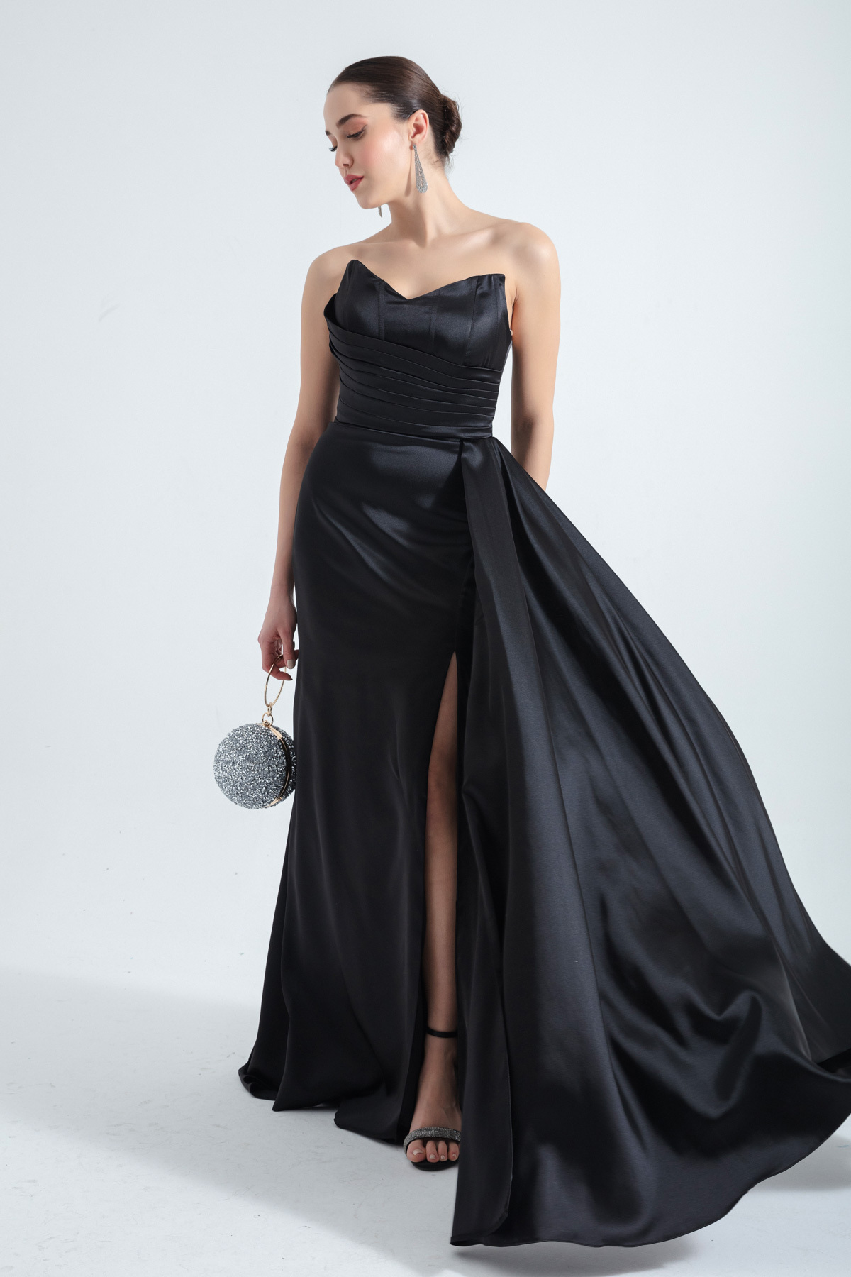 Levně Lafaba Women's Black Strapless Long Evening Dress