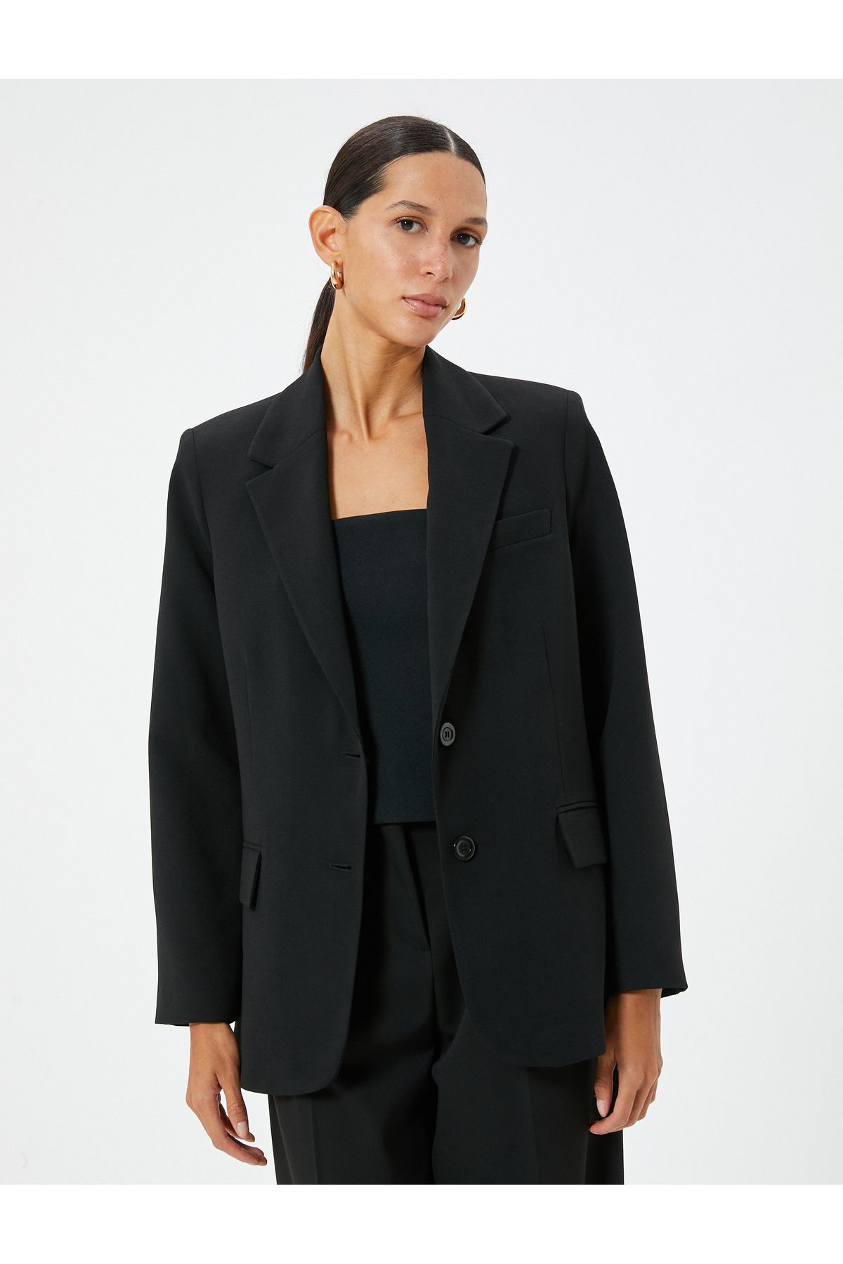 Koton Kt - Blazer Jacket Double Breasted Flap Pocket Detail