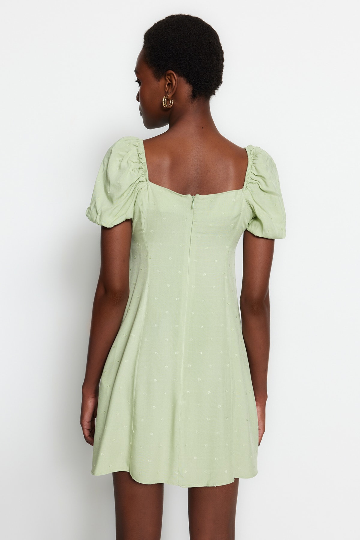 Rochie Trendyol Mint Mint deschisă talie mini texturată țesută