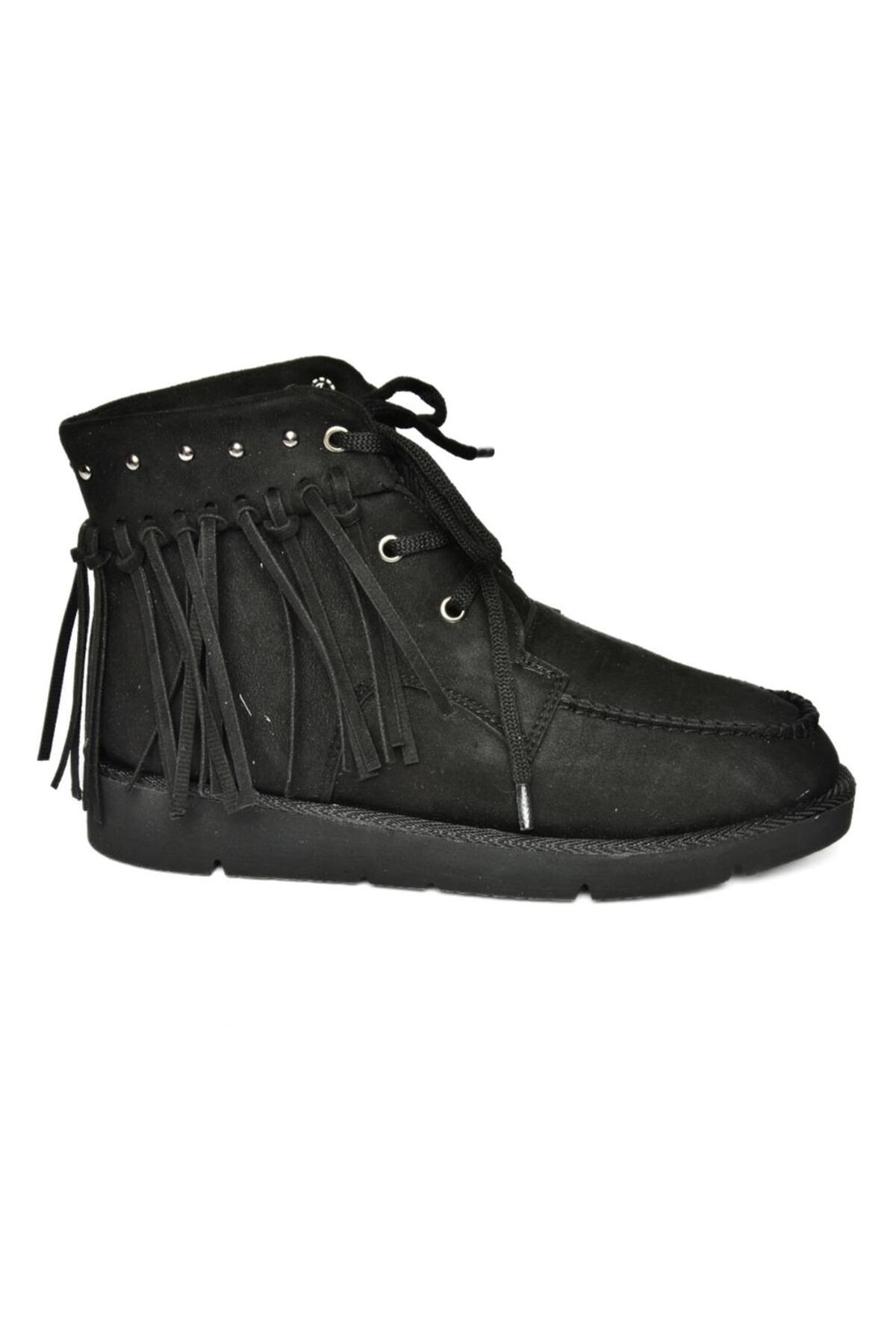 Levně Fox Shoes Women's Black Suede Tasseled Boots