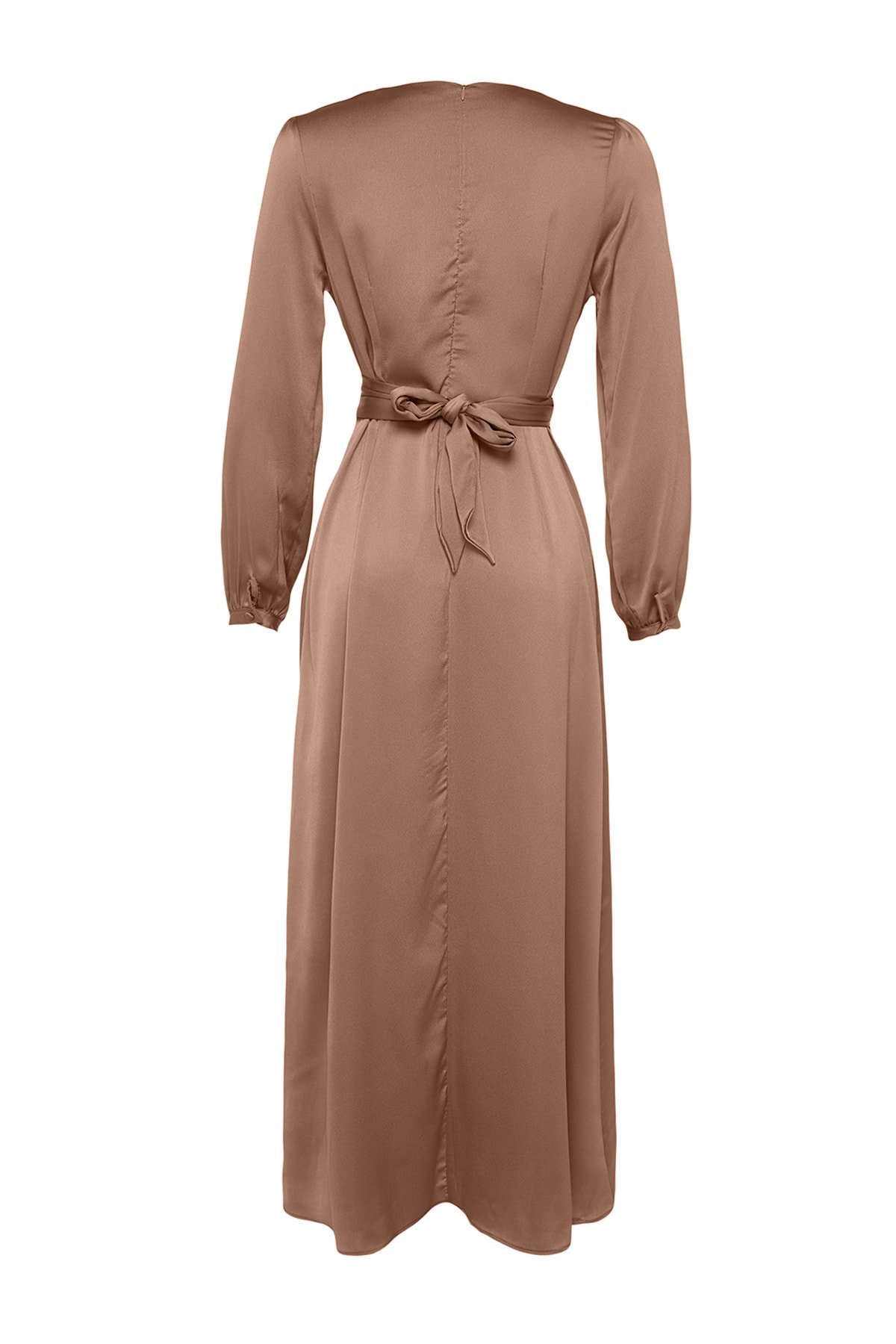 Trendyol Beige Cross-Lace Detailed Satin Evening Dress