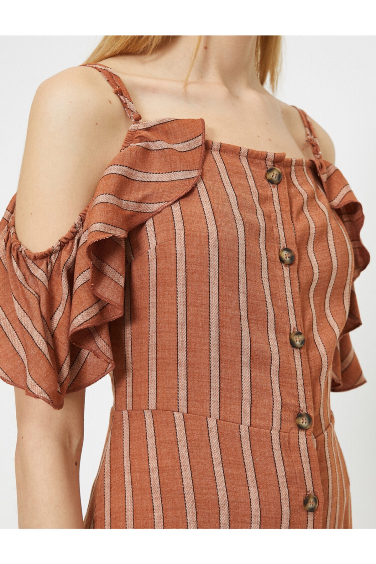 Koton femei Brown Striped Dress