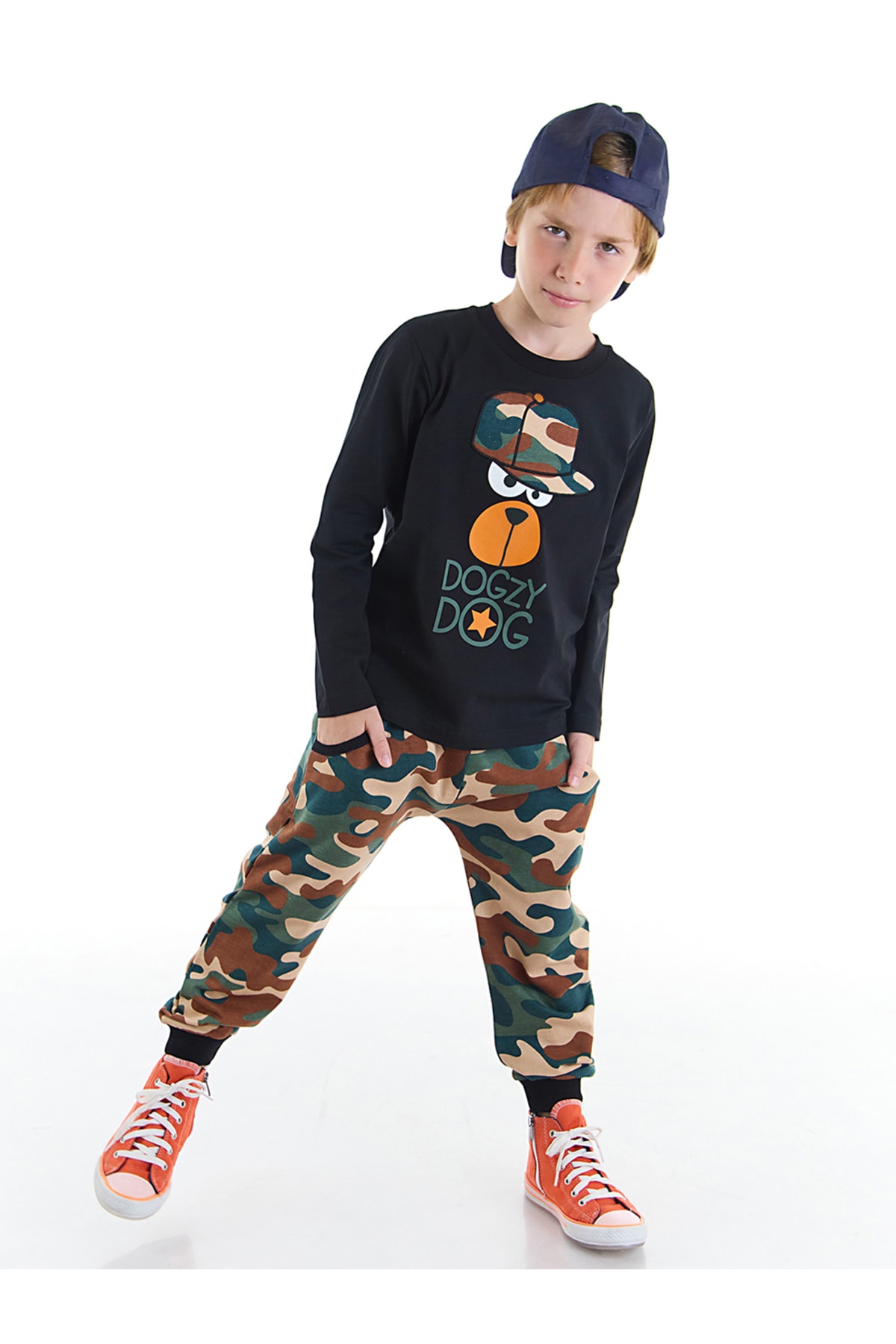 Levně Mushi Camouflage Dog Boy T-shirt Pants Suit