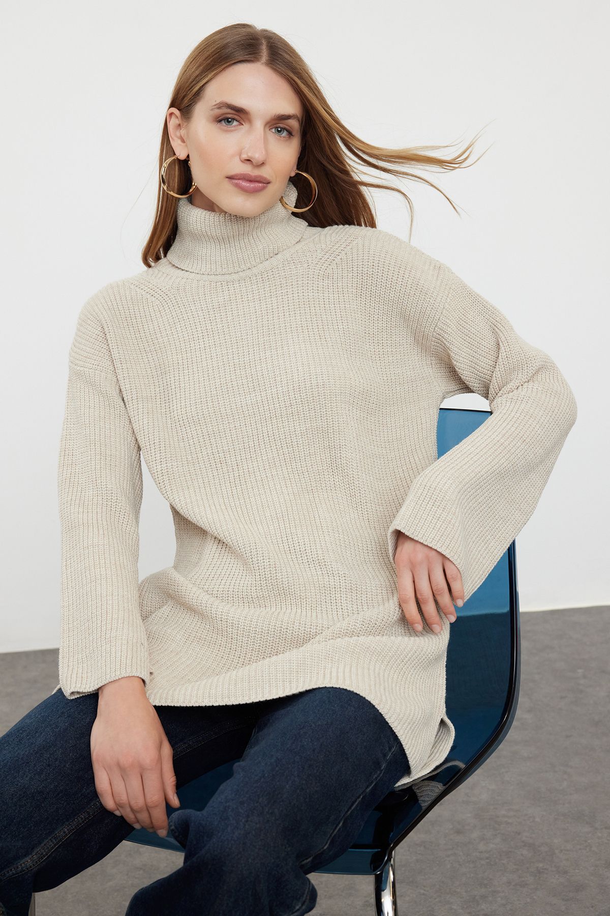 Trendyol Stone Turtleneck Knitwear Sweater