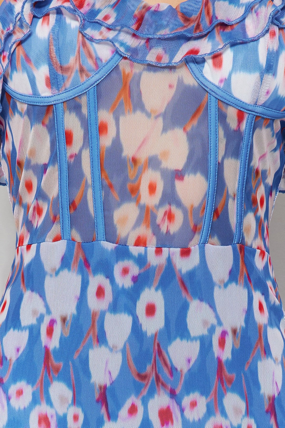 Rochie de seara eleganta din tul multicolor Trendyol