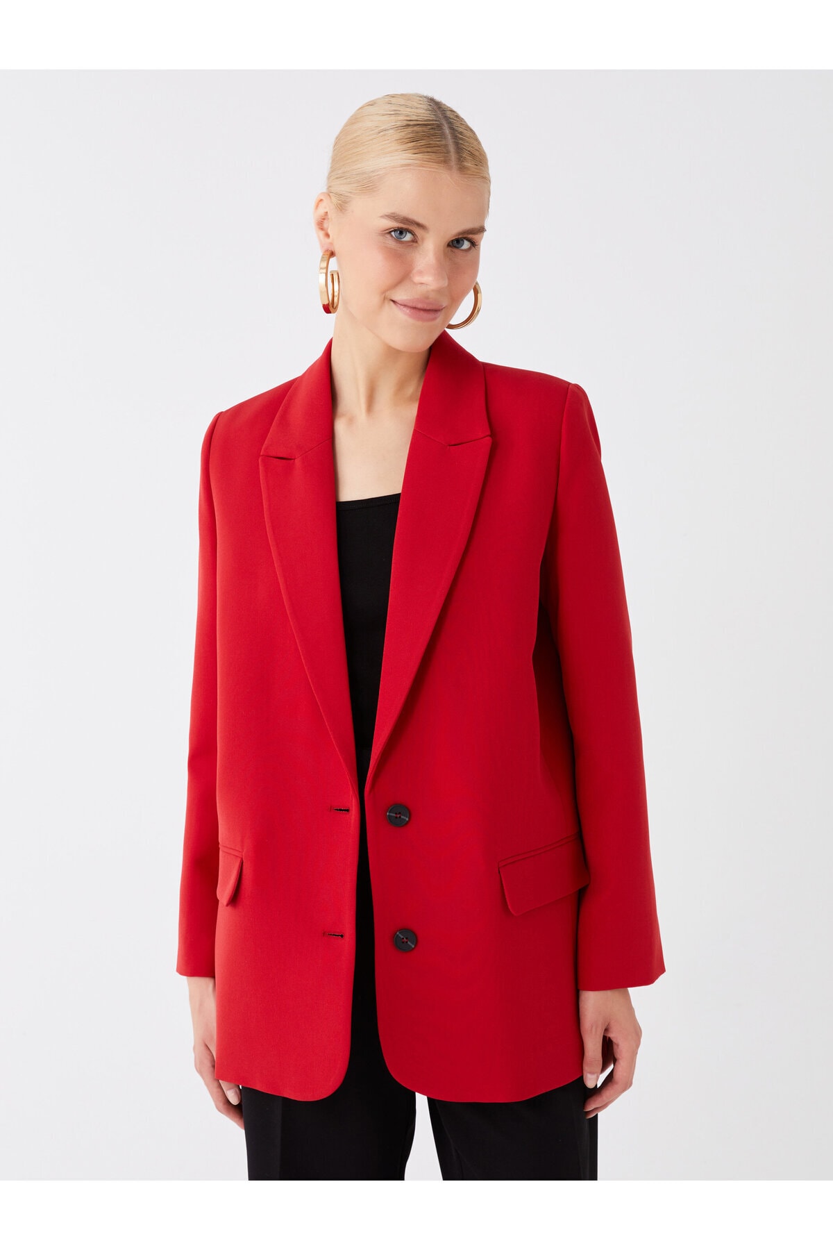 LC Waikiki Women's Straight Long Sleeve Blazer Jacket