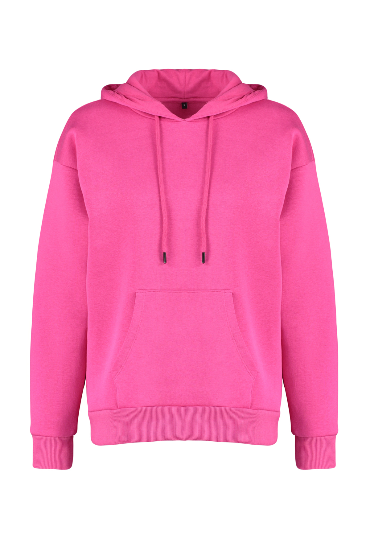 Levně Trendyol Fuchsia Thick Fleece Inside Oversize/Wide Fit with a Hooded Basic Knitted Sweatshirt