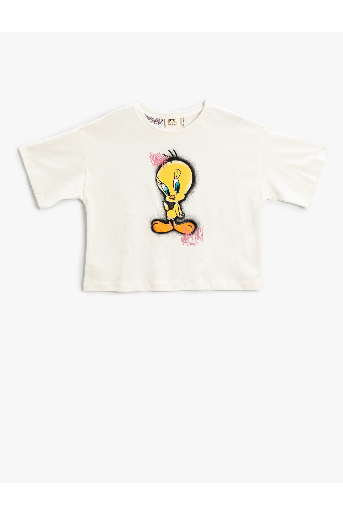 Koton Crop T-Shirt Tweety Printed Licensed Short Sleeve