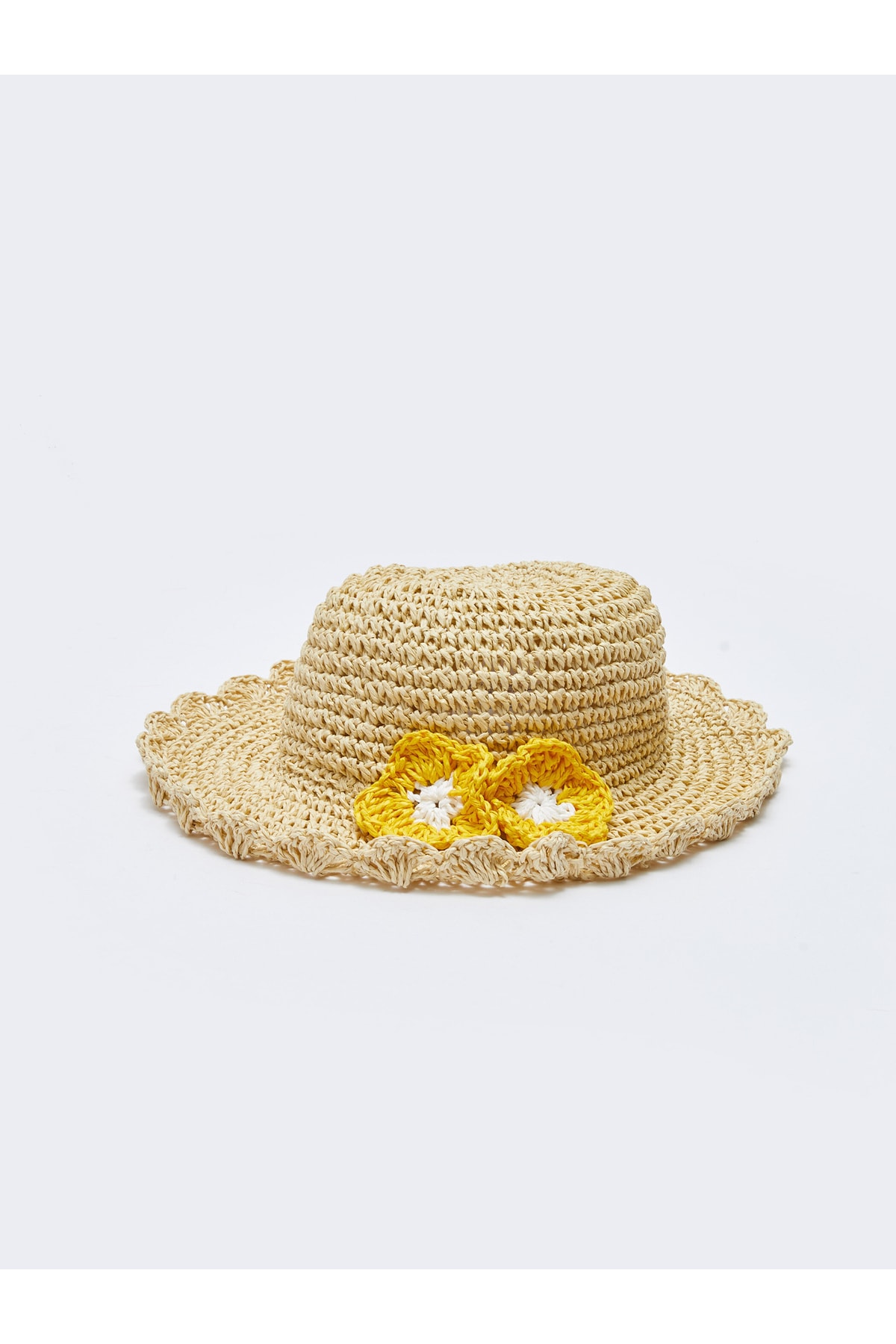 Levně LC Waikiki 3D Flower Detailed Straw Hat for Baby Girl