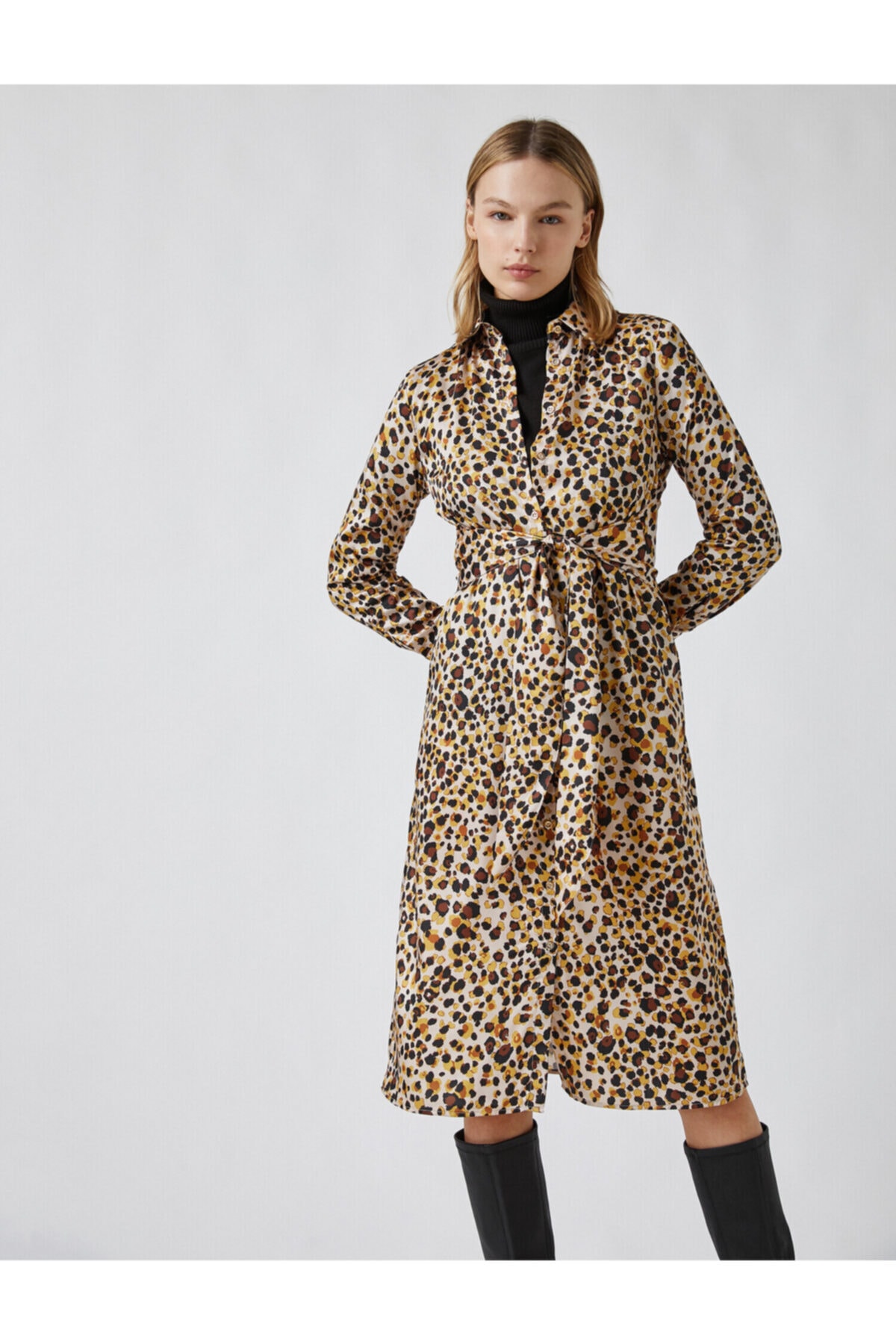 Levně Koton Leopard Pattern Midi Dress