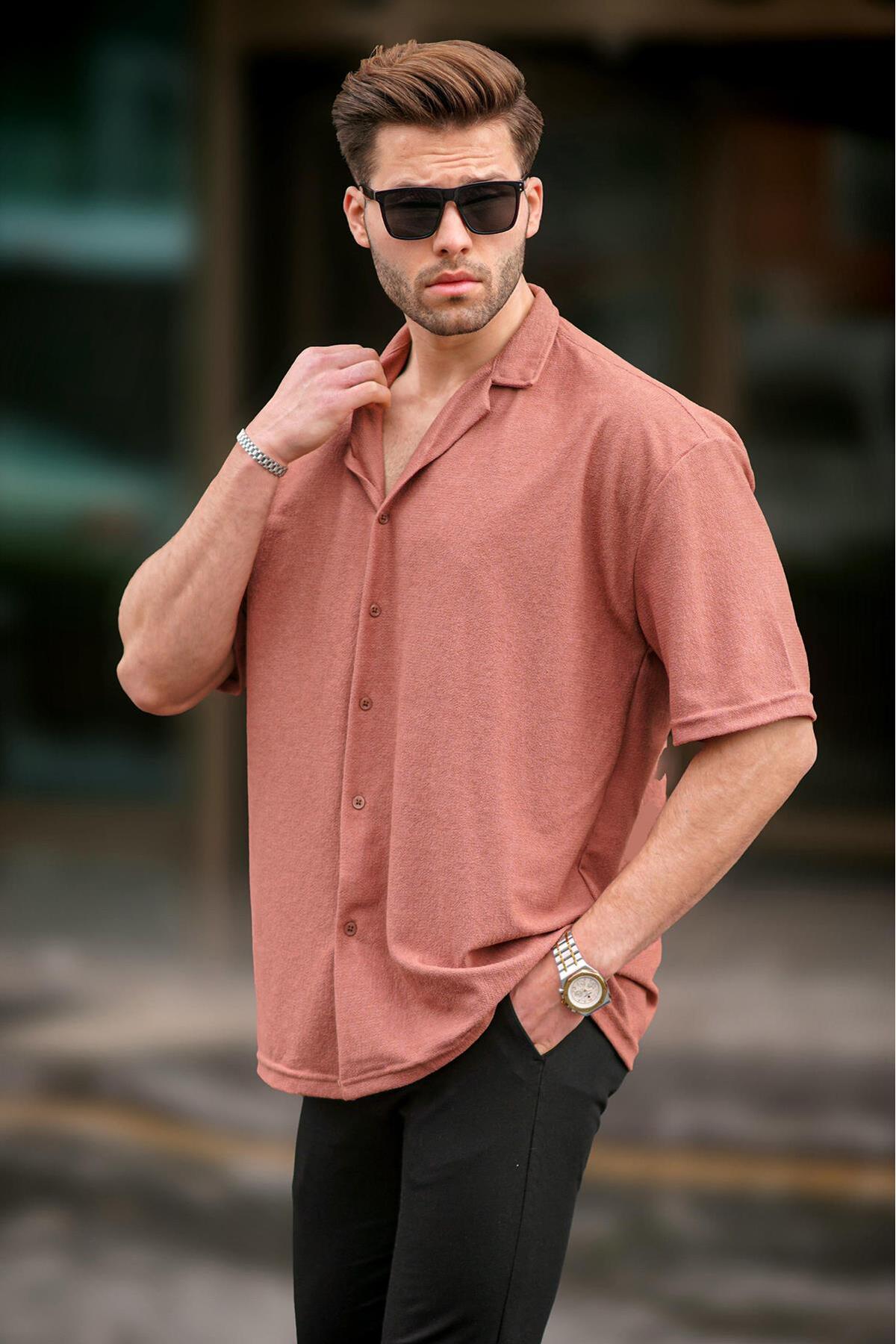 Madmext Men's Tile Short Sleeve Shirt 6736