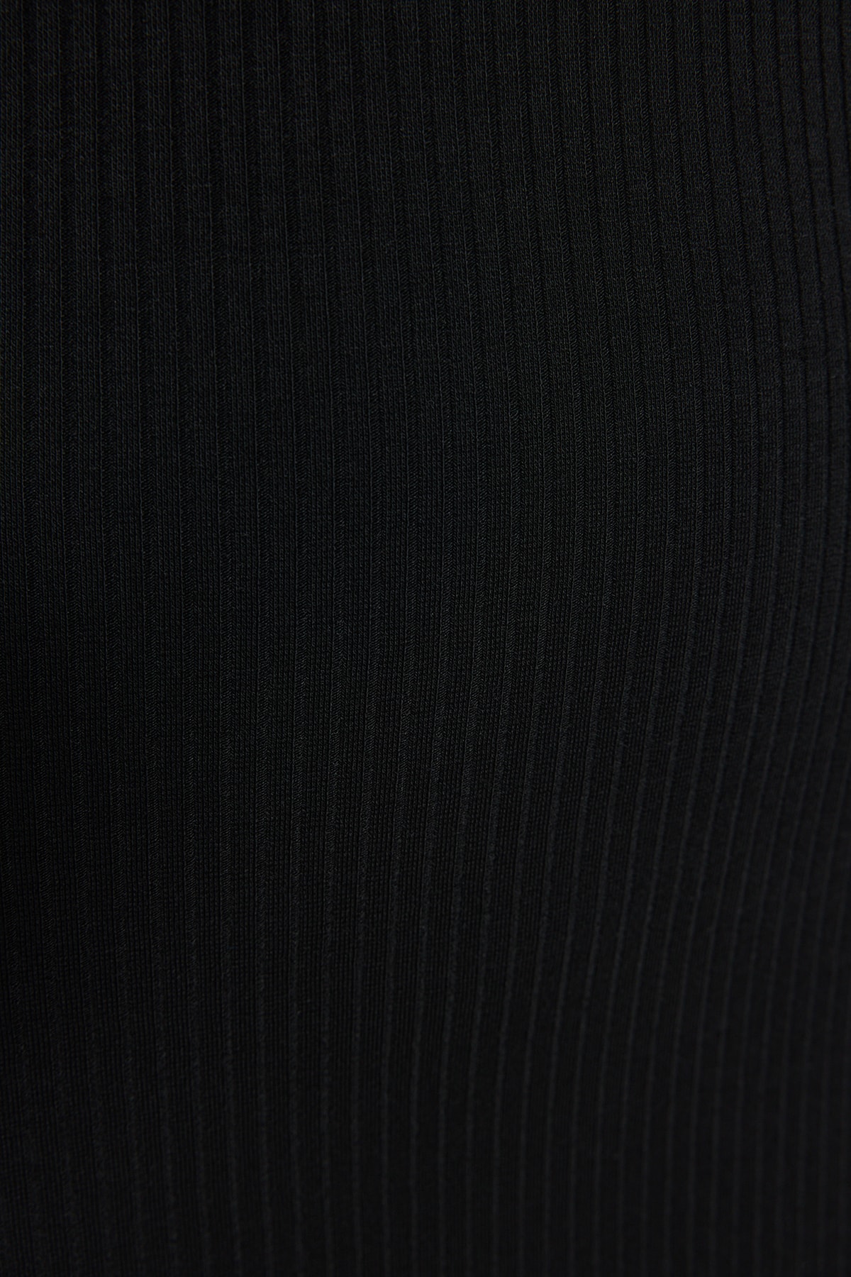 Trendyol Black Ribbed Deep Slit Detailed Fitted Midi Stretch Knit Dress