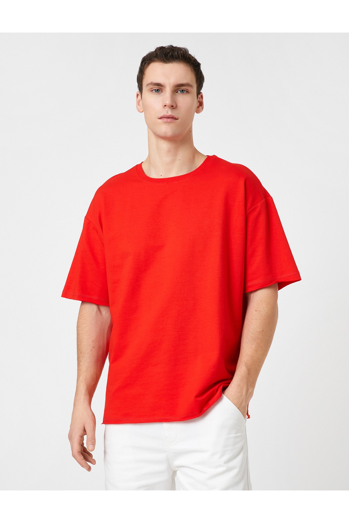 Levně Koton Basic Oversize T-Shirt Crew Neck Half Sleeve