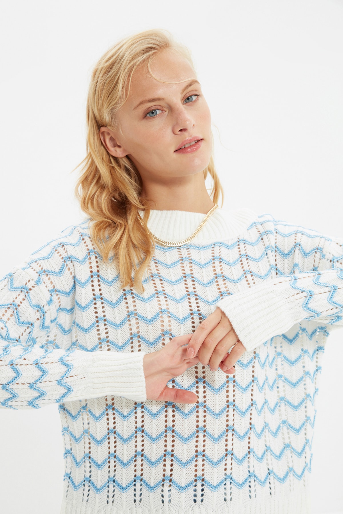 Trendyol Ecru Knitted Detailed Knitwear Sweater