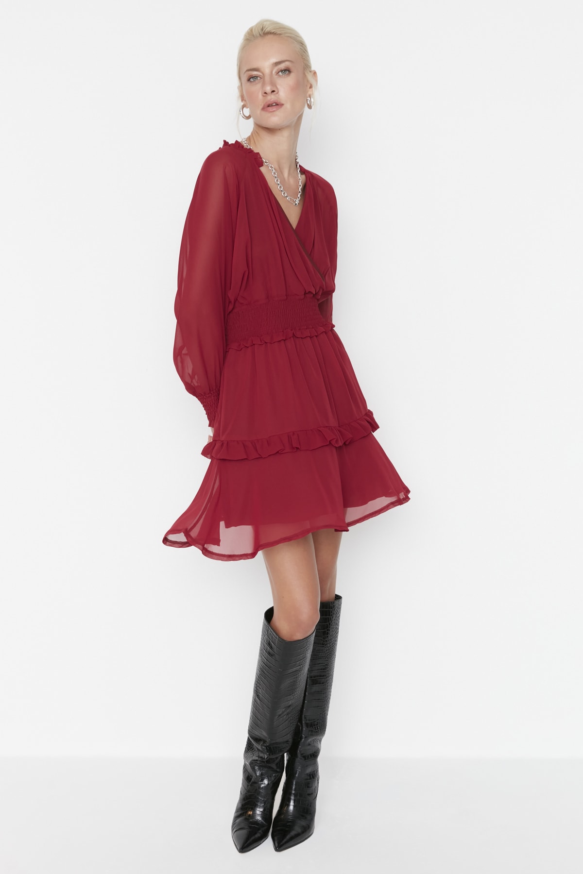 Trendyol Dress - Burgundy - Skater