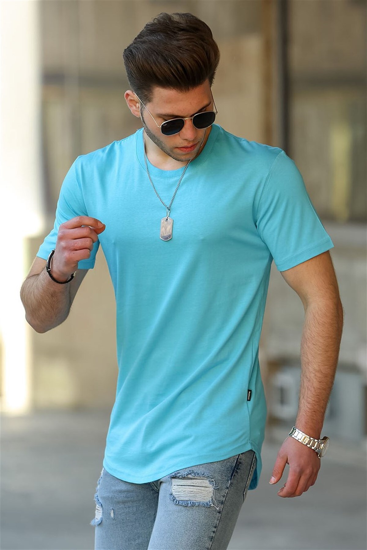 Levně Madmext Basic Blue Men's T-Shirt 4500