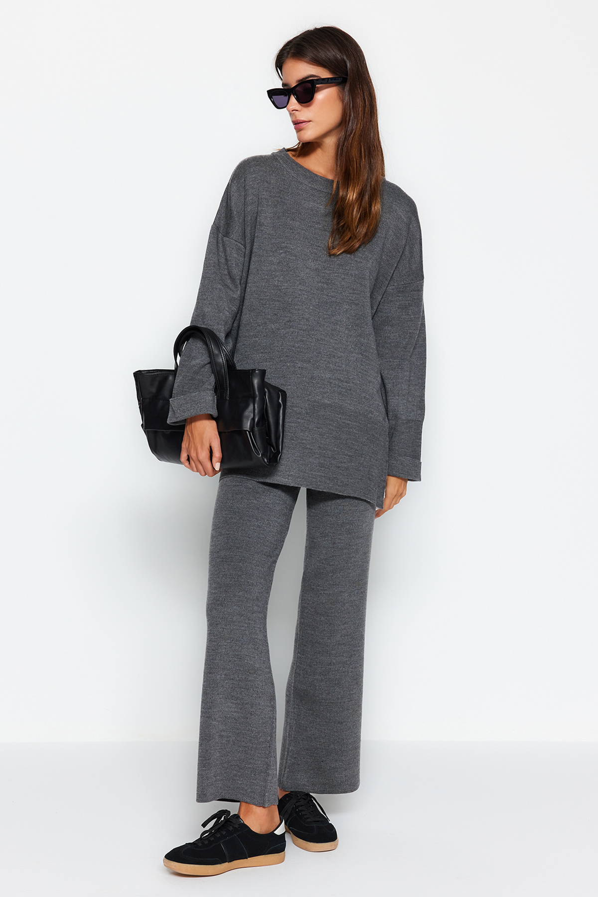Trendyol Anthracite Comfort Fit Knitwear Two Piece Set