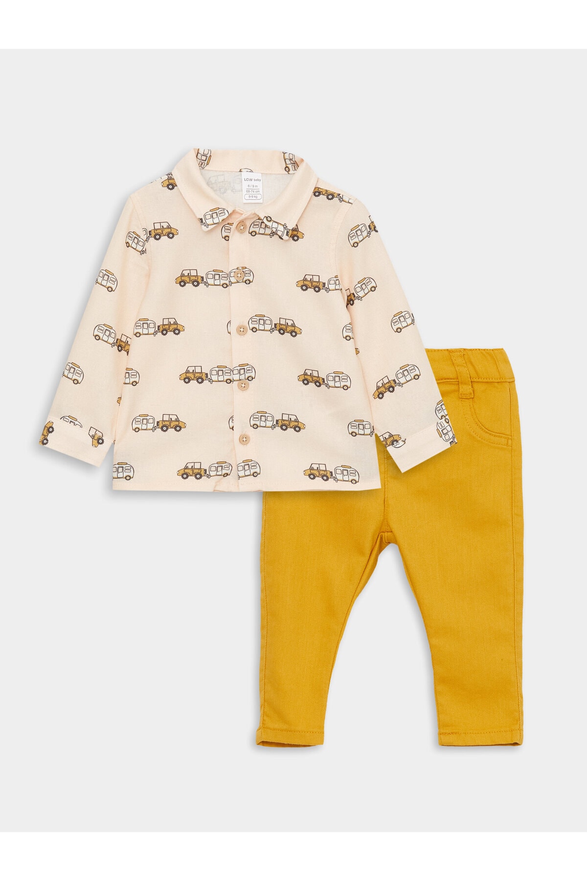 LC Waikiki Printed Long Sleeve Baby Boy Shirt and Trousers 2Pack