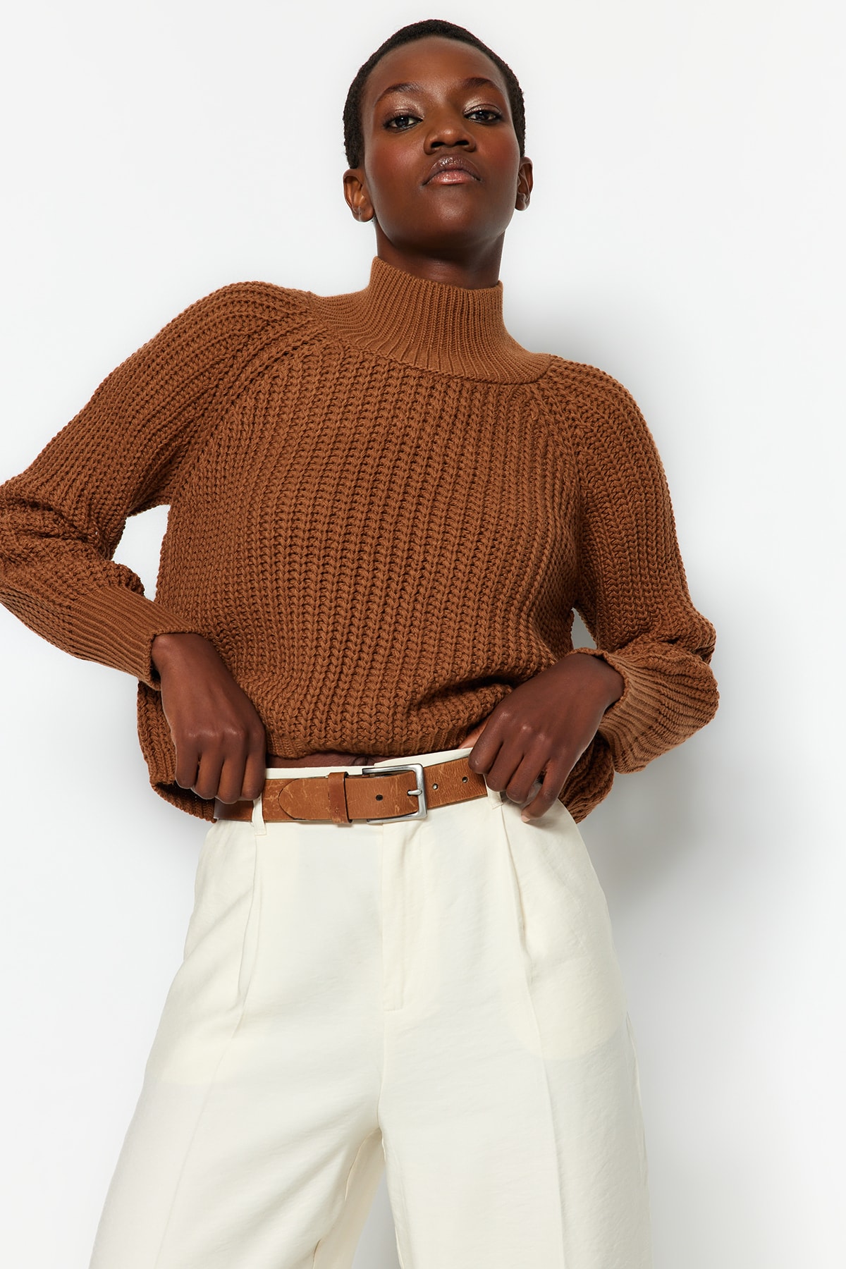 Trendyol Sweater - Brown - Regular fit