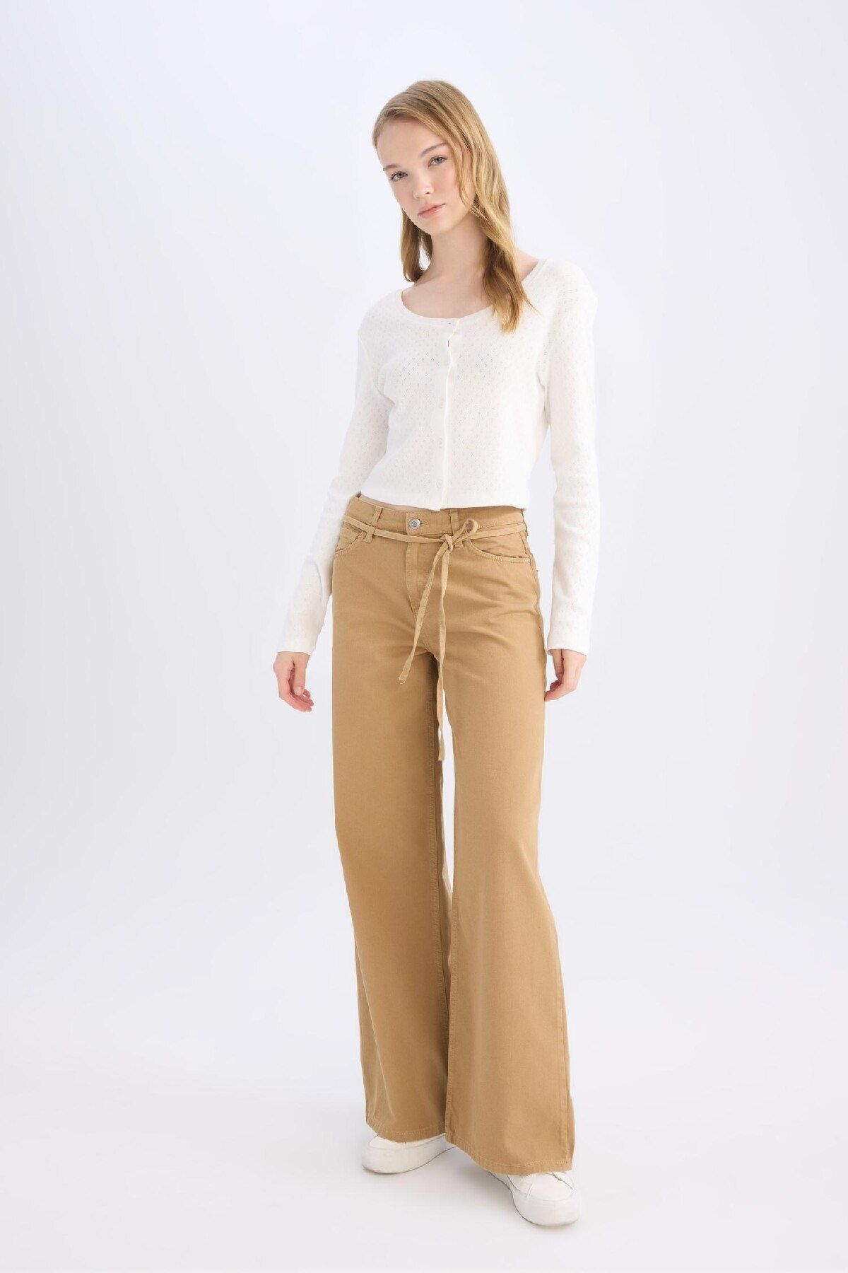 DEFACTO Cool Gabardine Trousers Wide Leg High Waist Wide Leg