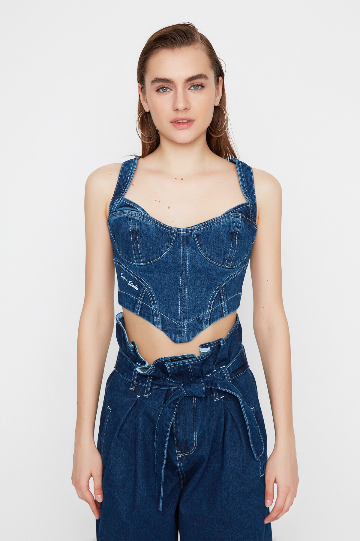 Top de dama Trendyol TPRAW22BZ1118/Navy blue