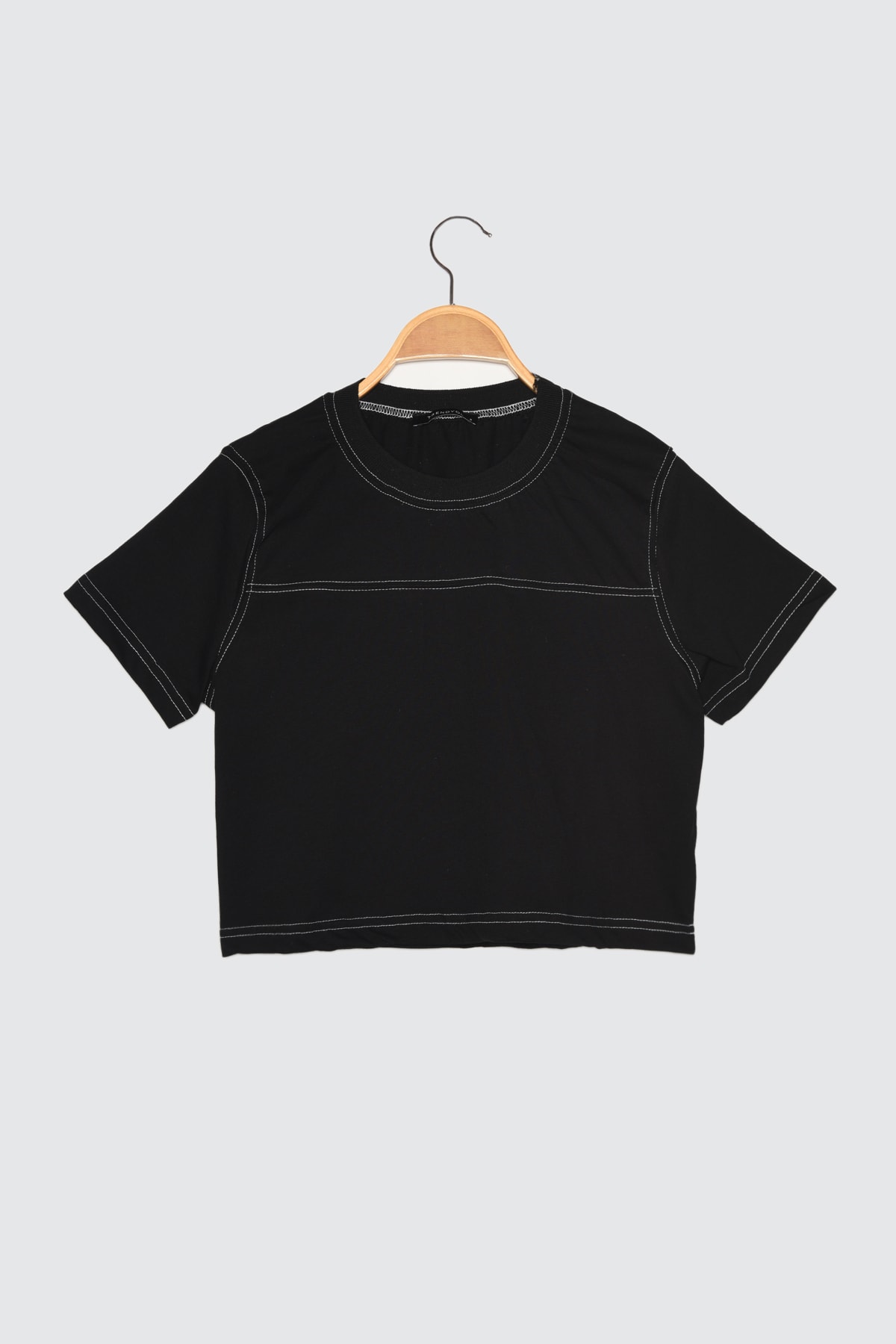 Trendyol Black Crop tricotate T-Shirt