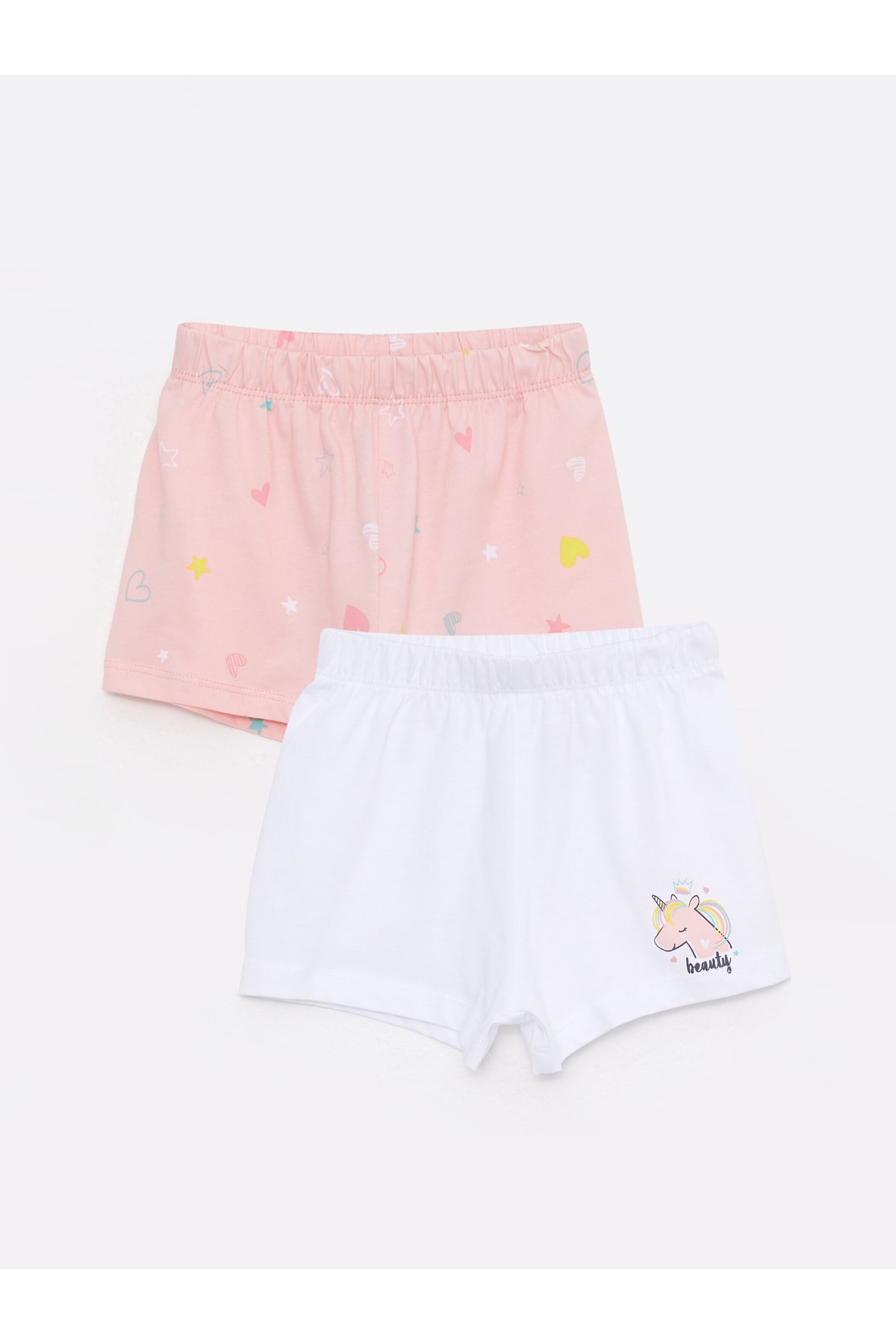 LC Waikiki Baby Girls' Shorts with Printed Elastic Waist 2-Pack