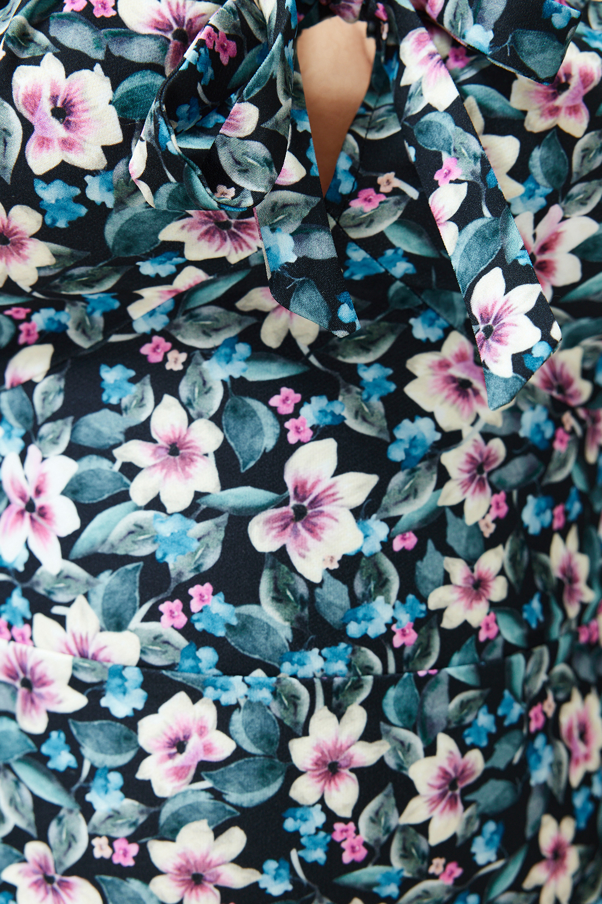 Trendyol Curve Multicolored Floral Balloon Sleeve Mini/Short Length Woven Dress