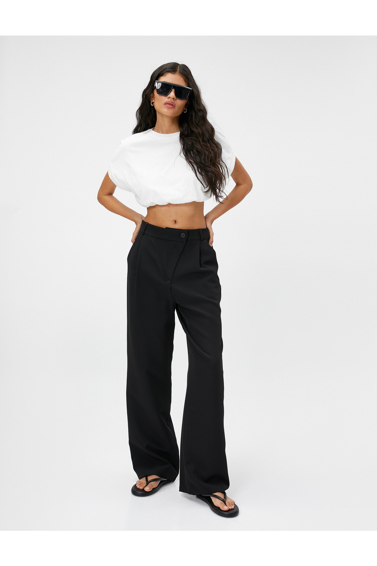 Levně Koton Palazzo Trousers High Waist with Button Detail