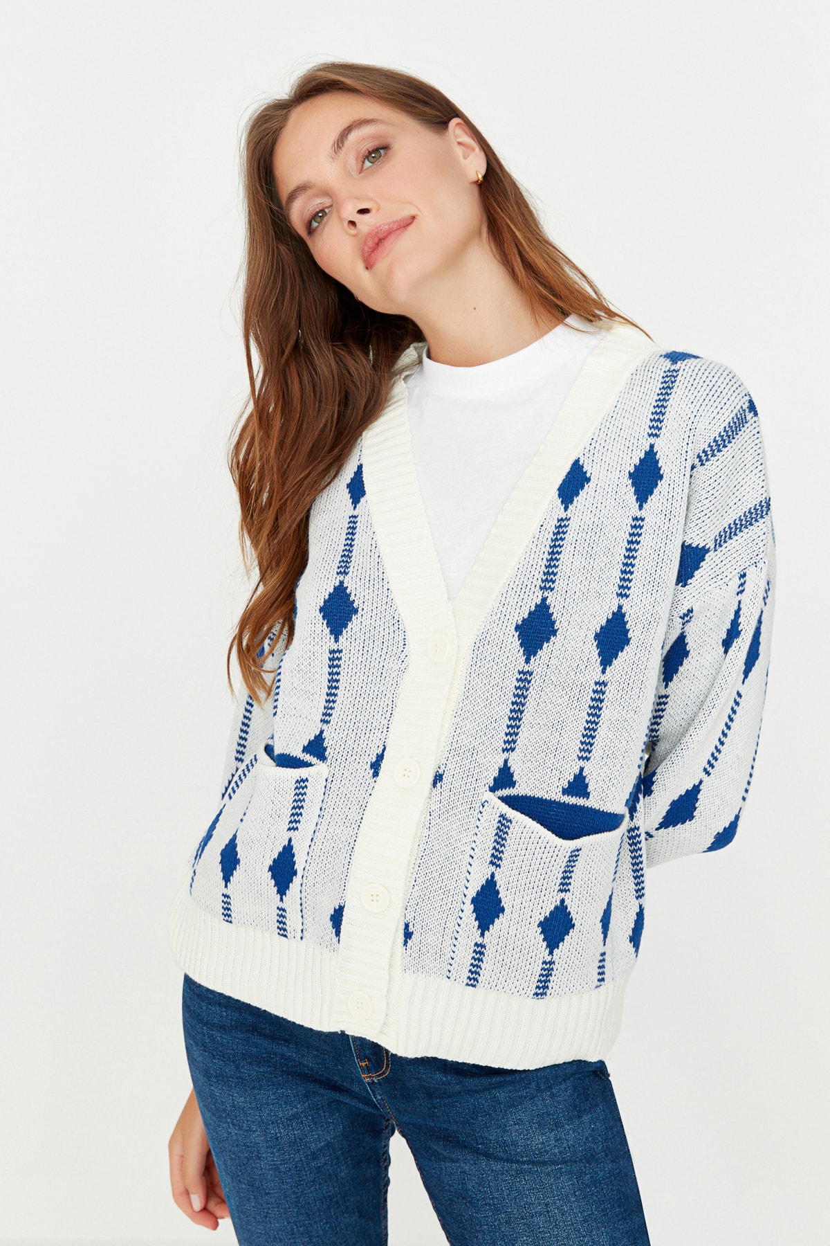 Trendyol Cardigan - Ecru - Oversize