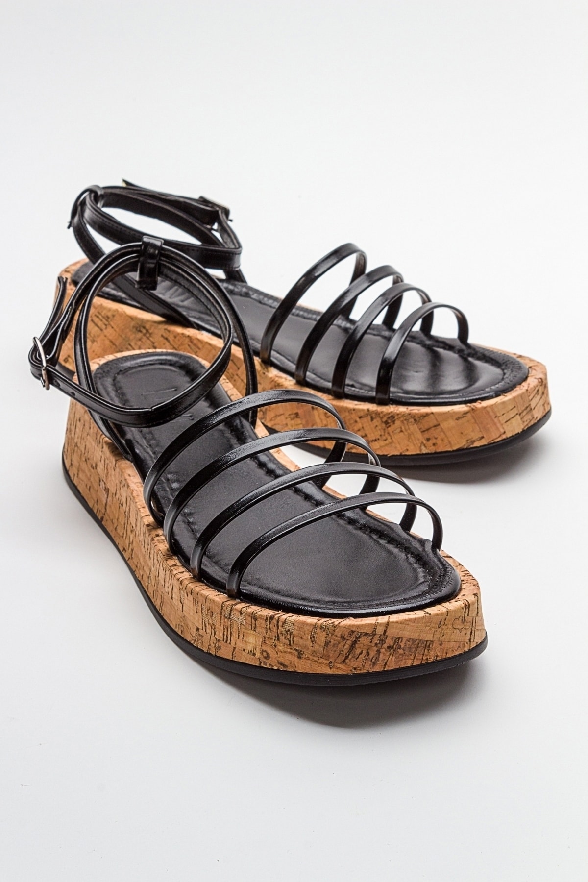 LuviShoes ANGELA Women's Metallic Black Sandals