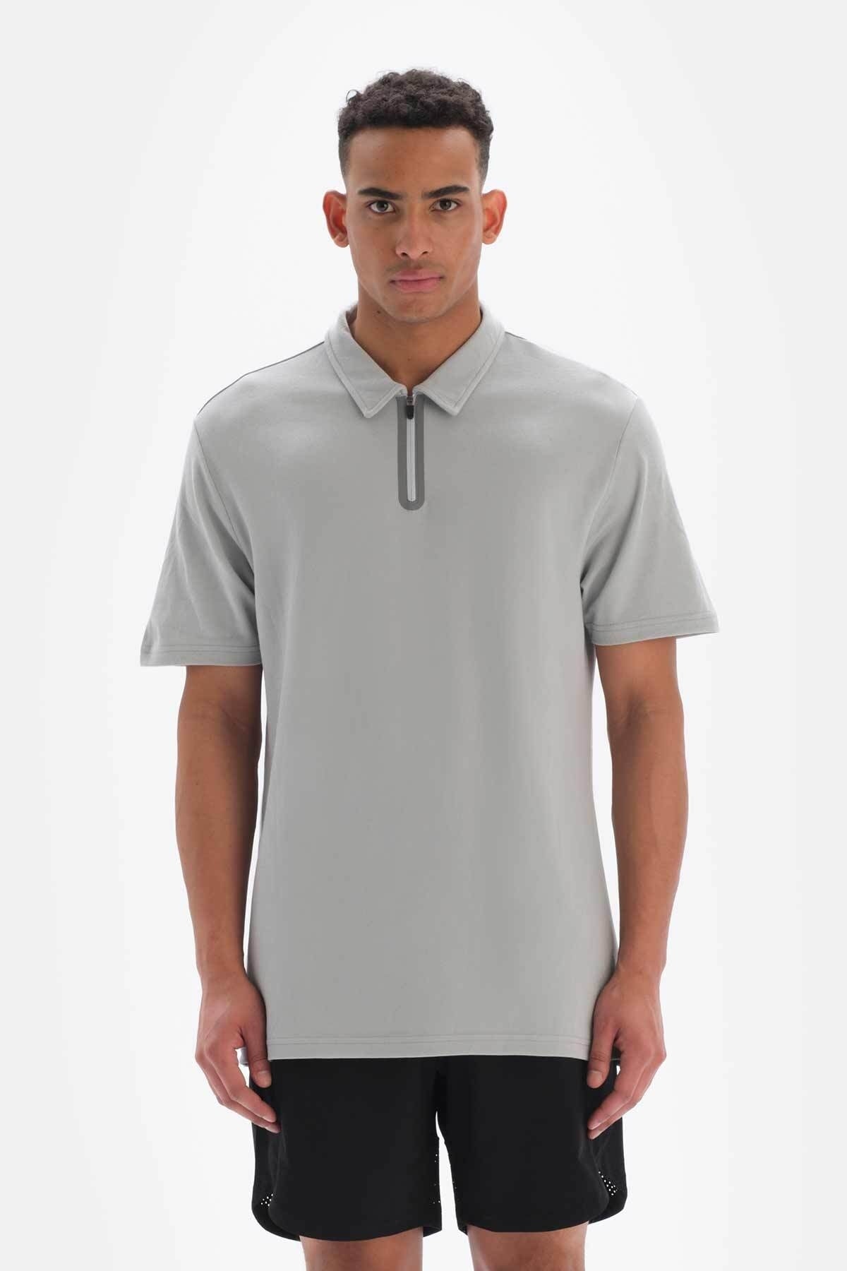 Dagi Men's Gray Pique Neck T-Shirt