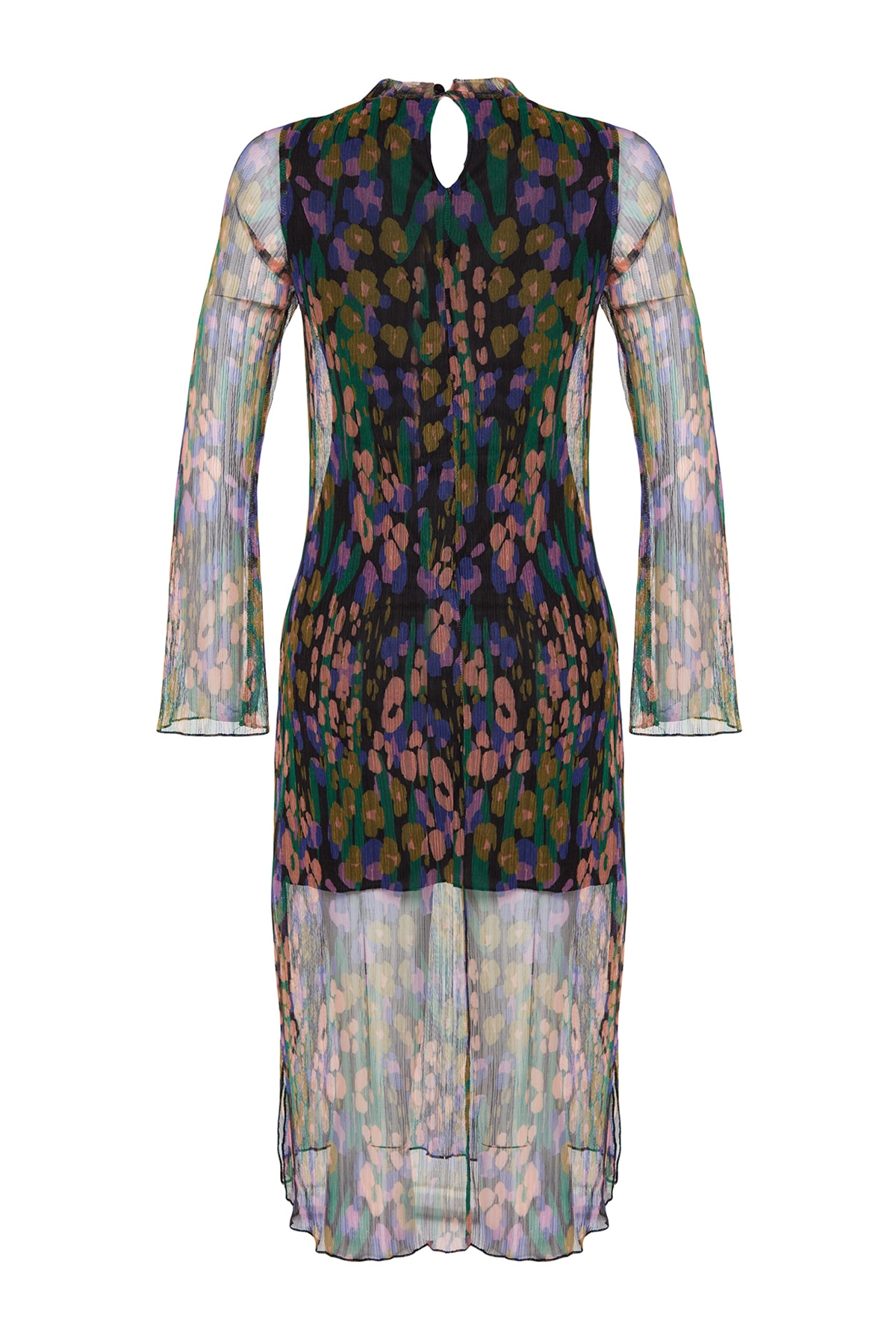 Trendyol Multicolor Pliat Fabric Patterned Shift/Plain Lined Midi Tricotat Rochie