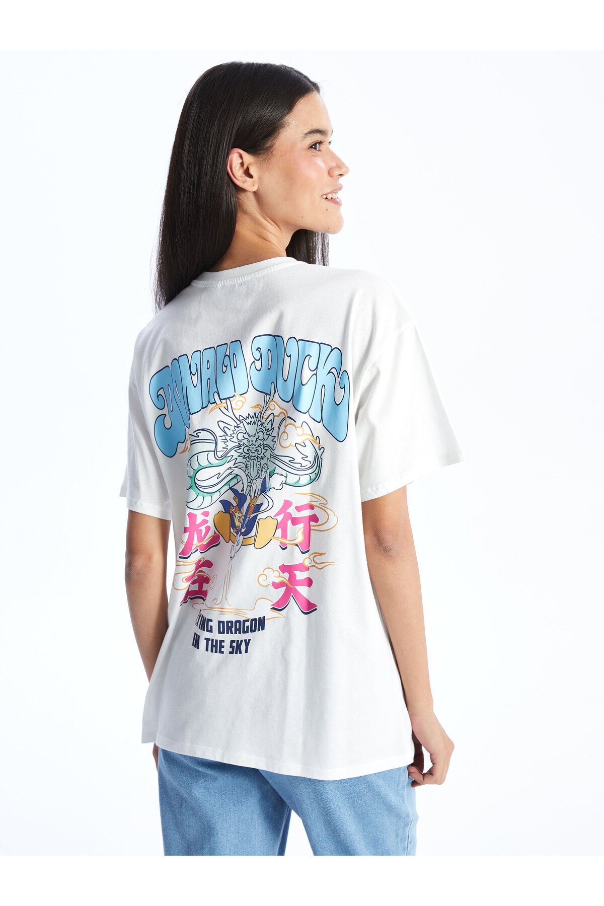 LC Waikiki Women's Donald Duck Printed Crew Neck Short Sleeved T-Shirt