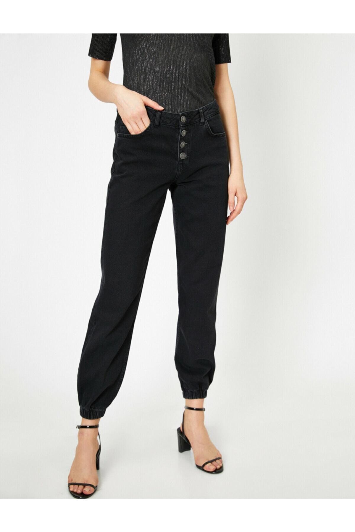 Levně Koton Jogger Jeans - Kalhoty s vysokým pasem Pohodlný střih Elastické Nohavice