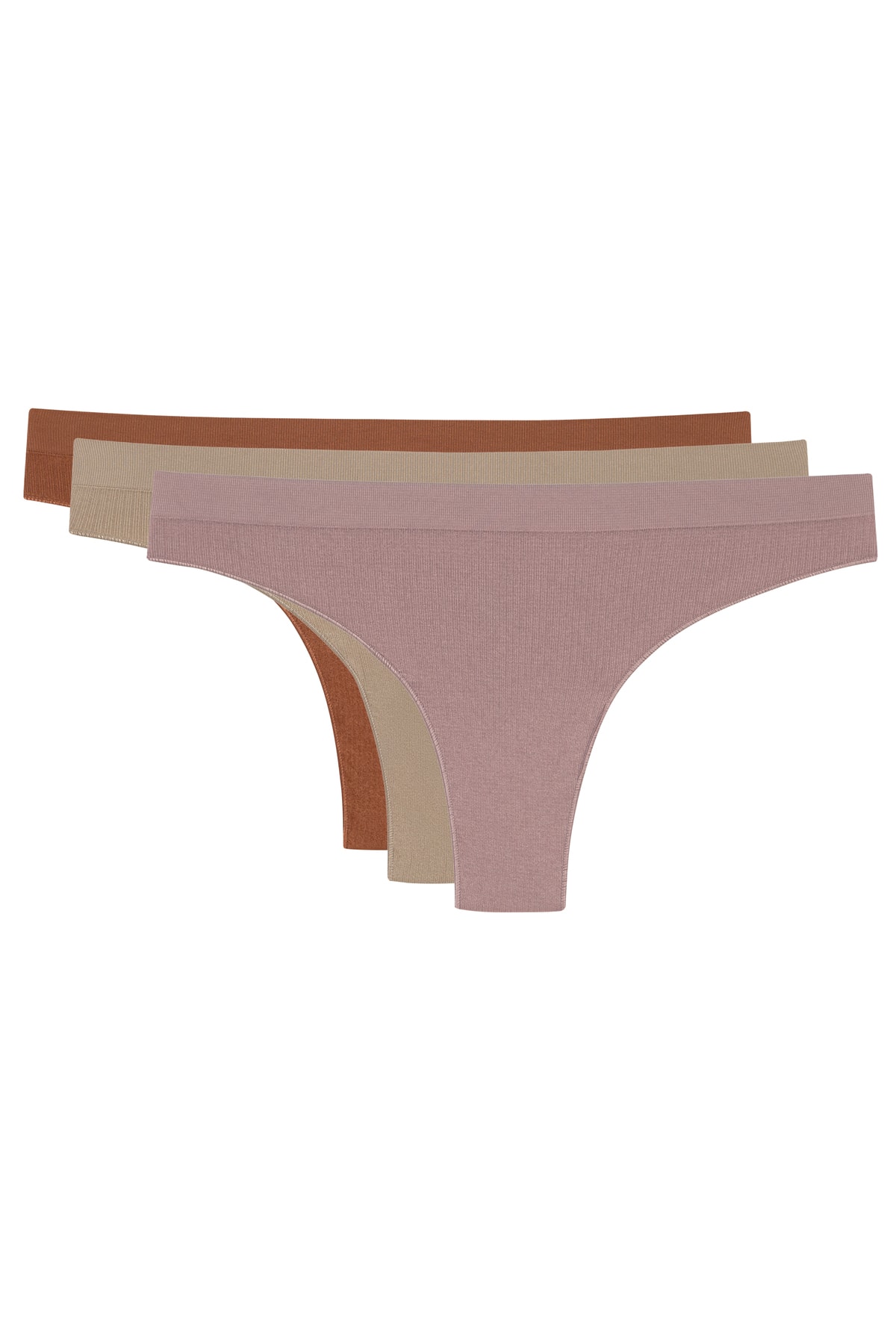 Levně LOS OJOS 3 Pieces Ribbed Seamless Brazilian Pattern Panties