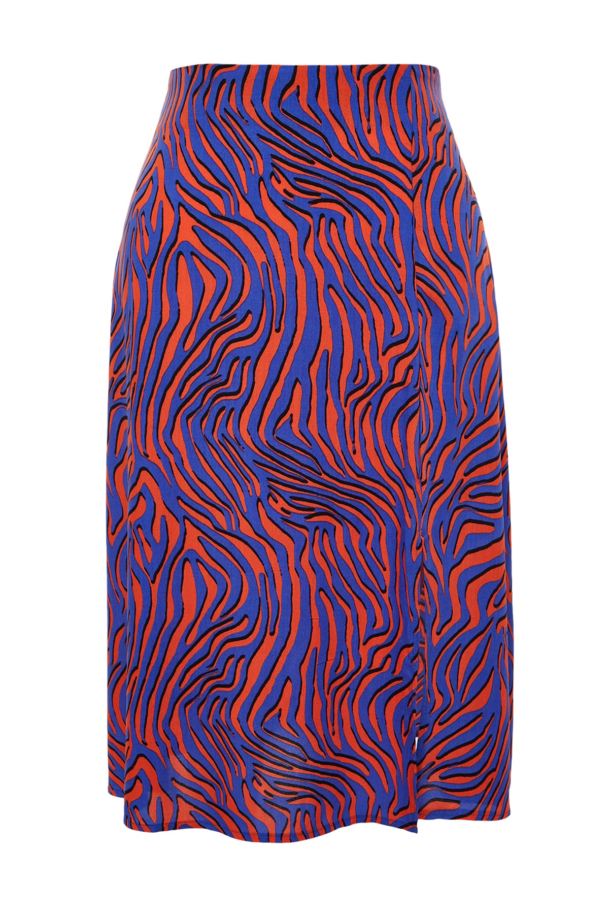 Levně Trendyol Curve Multicolored Animal Print A-line Shally Knitted Skirt