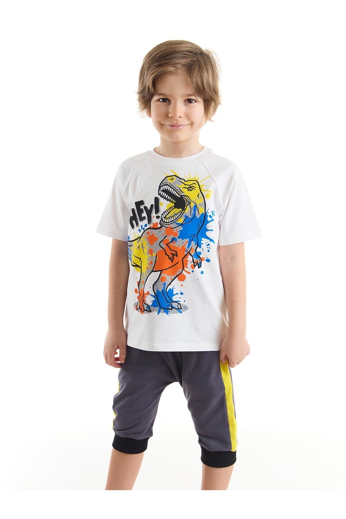 mshb&g Dino Splash Boy's T-shirt Capri Shorts Set