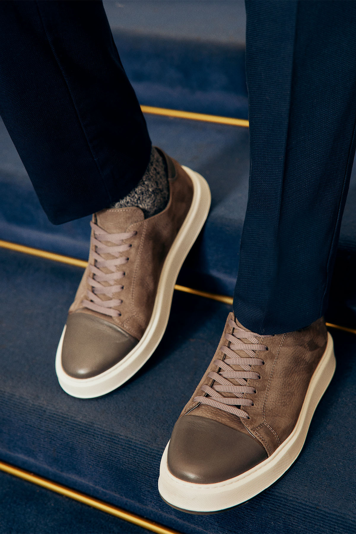 Levně ALTINYILDIZ CLASSICS Men's Gray 100% Leather Comfortable Sole Sneaker Sports Shoes